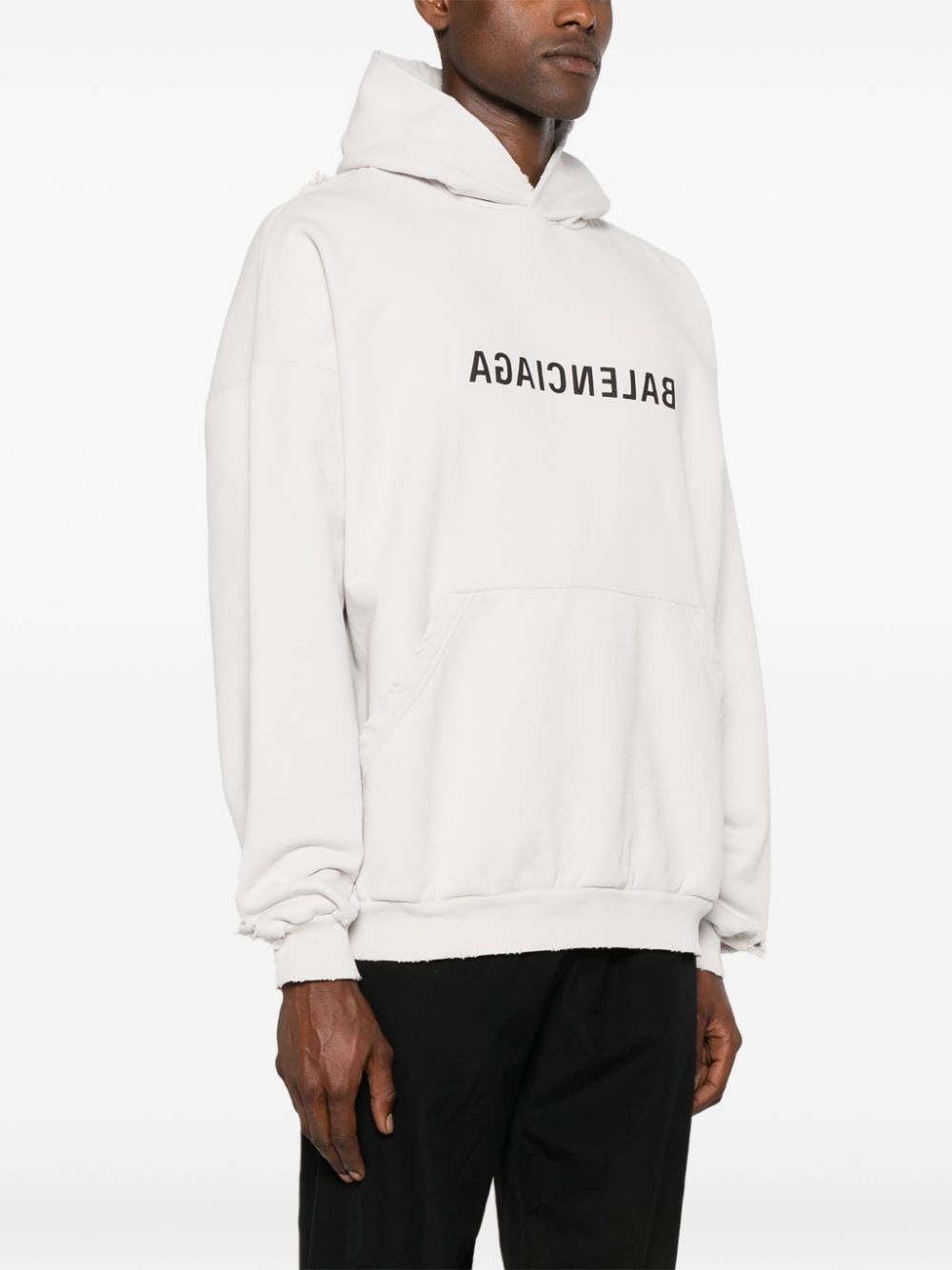 Balenciaga o1tr1nto0725 Mirror Torn Hoodie Large Fit in Off White Size US S / EU 44-46 / 1 - 4 Thumbnail