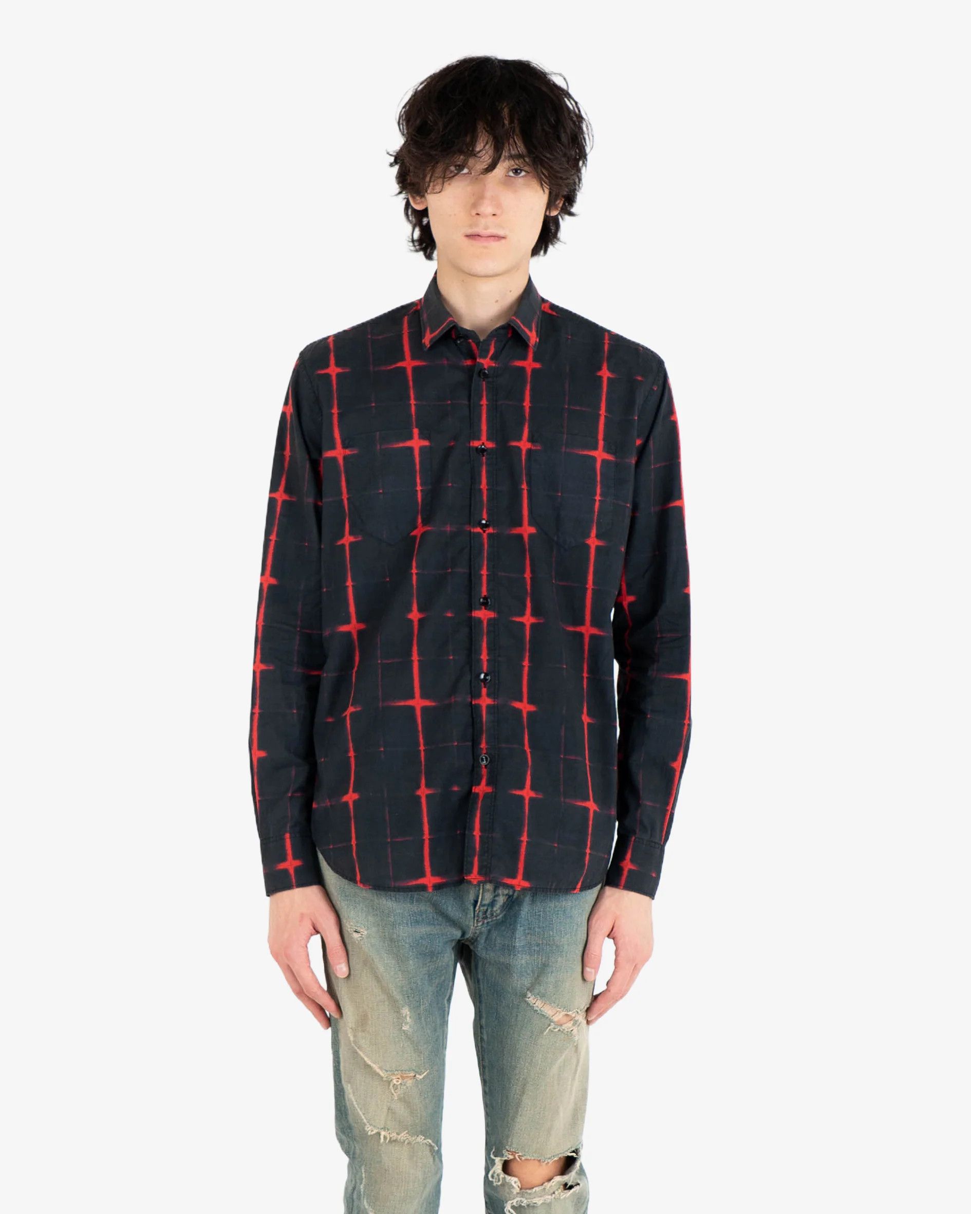 Saint Laurent Paris Red & Black Cotton Button Up Shirt Size US S / EU 44-46 / 1 - 2 Thumbnail