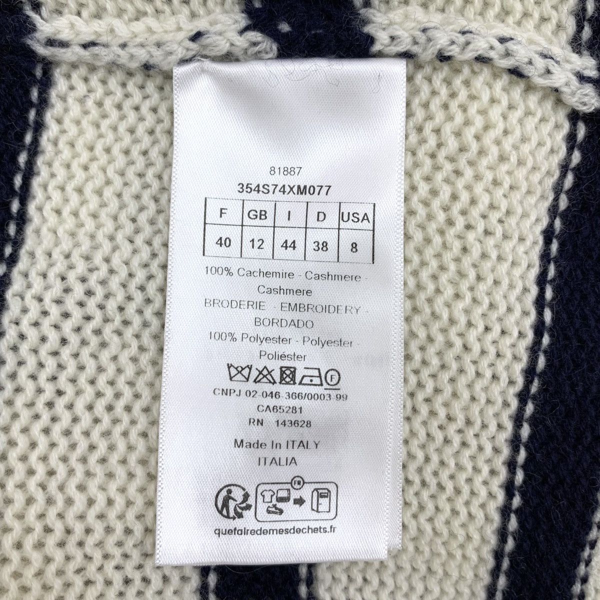 Dior Dior Striped Letter Cashmere Long Sleeve Knitwear K26WX Size M / US 6-8 / IT 42-44 - 6 Thumbnail