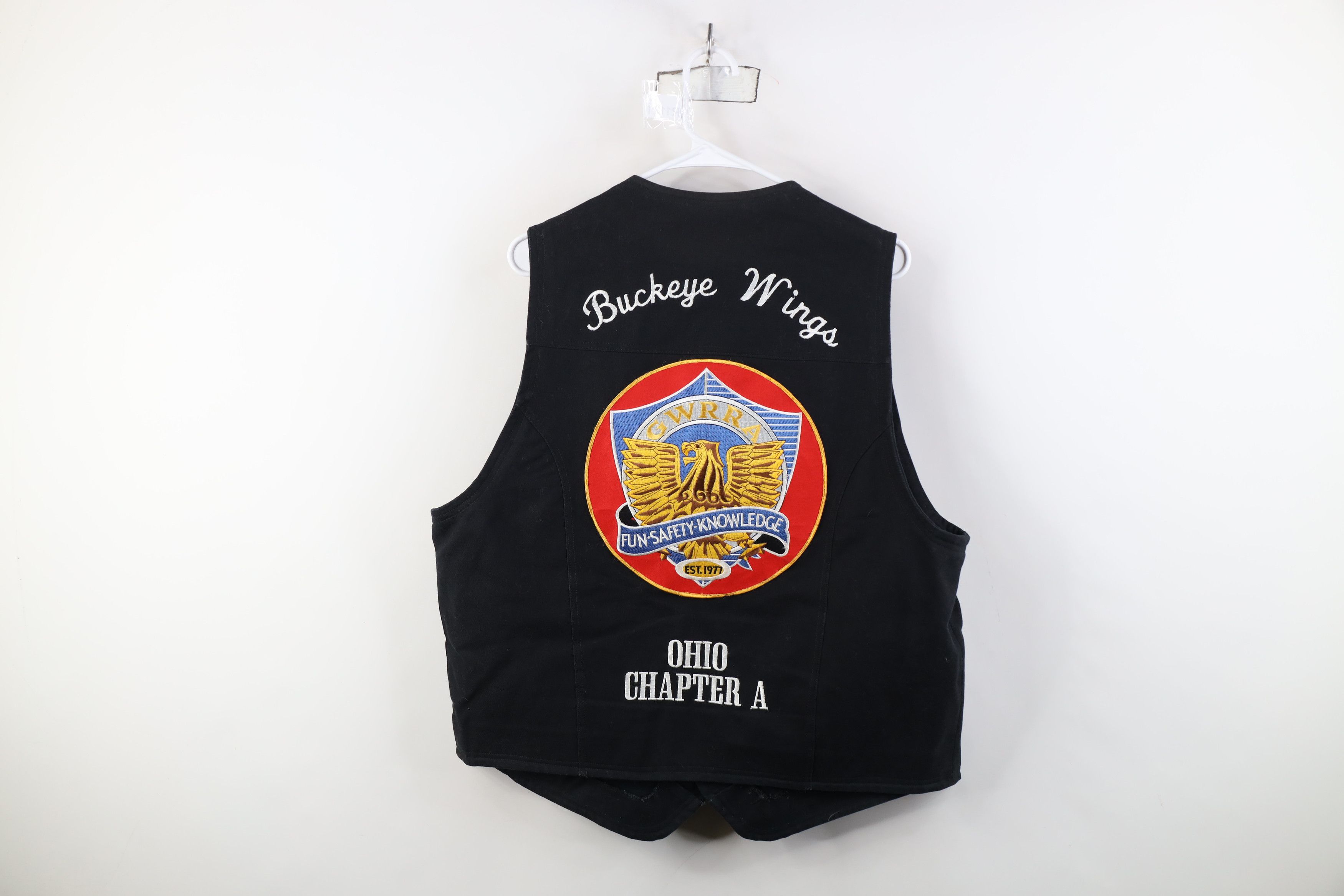 Vintage Vintage Wings GWRRA Button Motorcycle Vest Jacket Black Size US XL / EU 56 / 4 - 15 Thumbnail