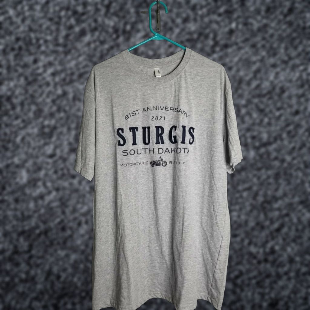 Vintage Mens Sturgis South Dakota Black Hills Rally T-Shirt 2XL Graphic Tee Embroidered Gray Cotton Teemax Harley Davidson Size US XXL / EU 58 / 5 - 1 Thumbnail