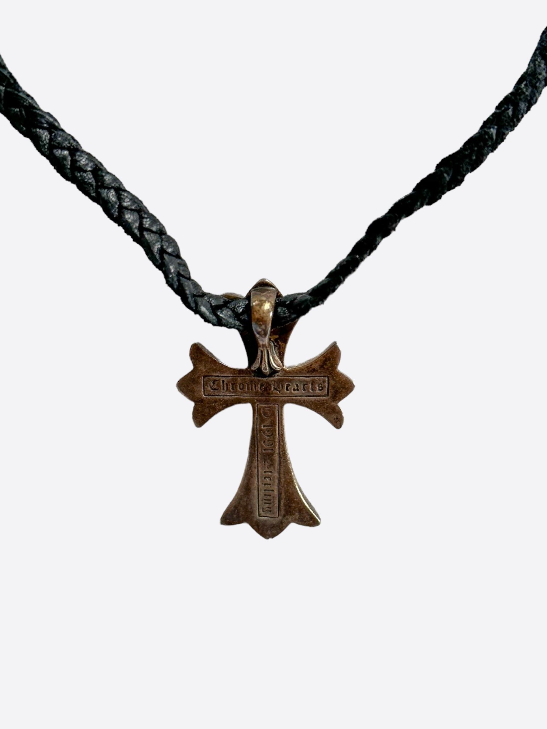 Chrome Hearts Chrome Hearts Black Braided Leather Cross Necklace Size ONE SIZE - 4 Thumbnail