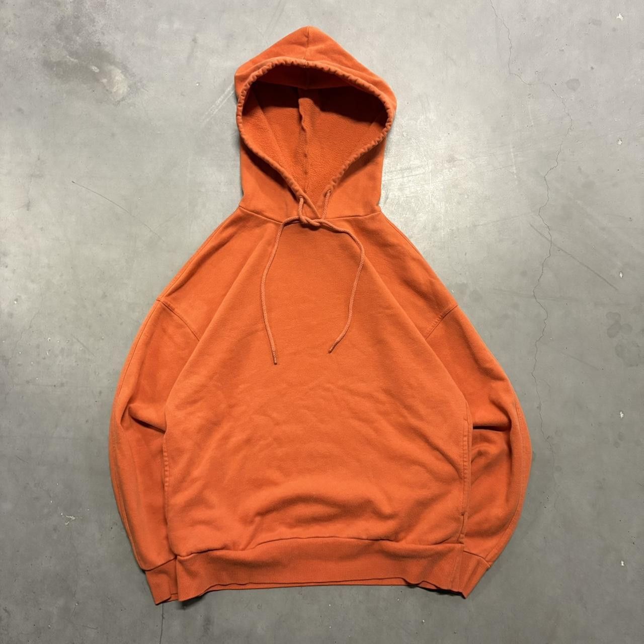 Japanese Brand × Vintage Crazy Vintage Y2K/2000s Blank Orange Minimalistic Hoodie with Side Pockets! Size US S / EU 44-46 / 1 - 1 Thumbnail