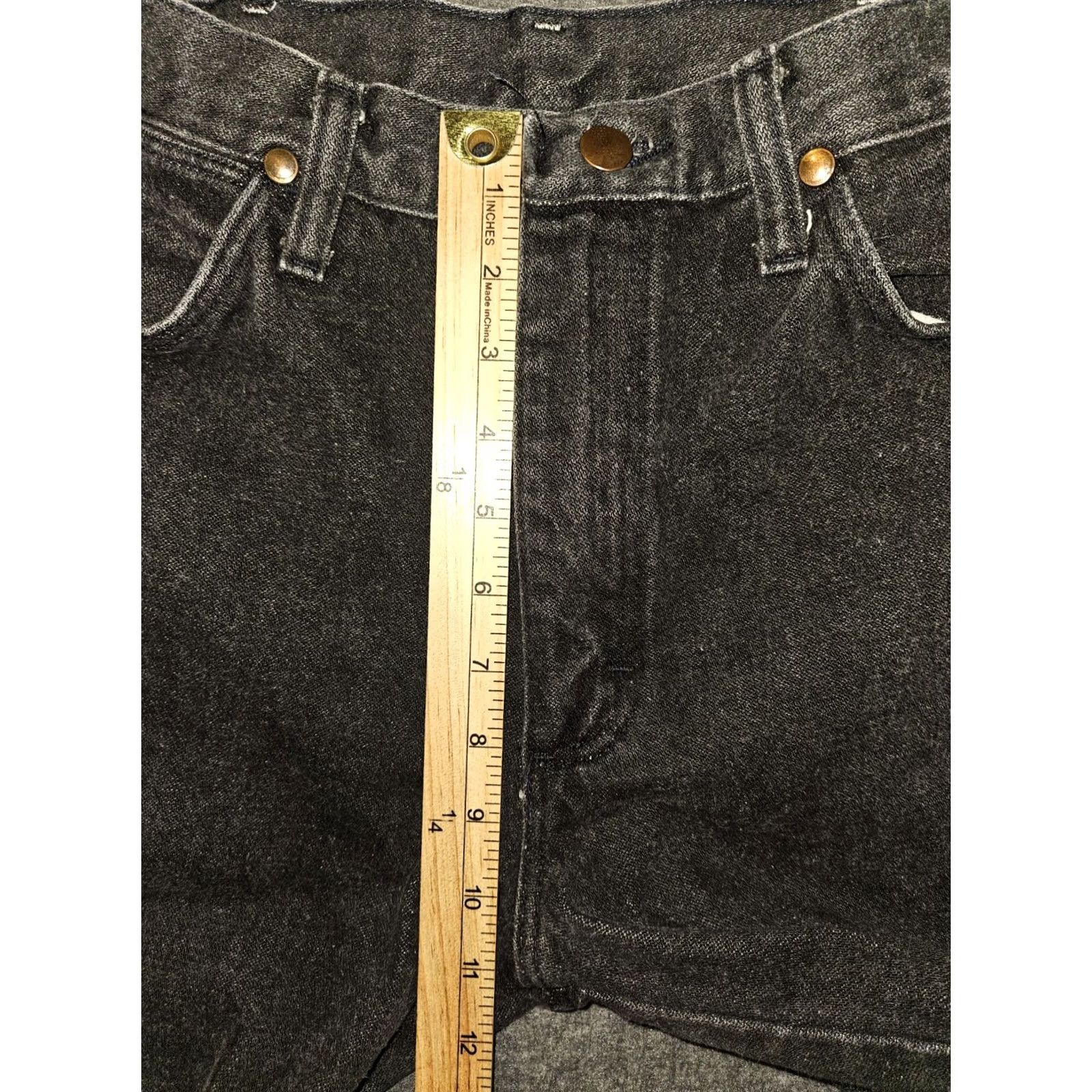 Wrangler VINTAGE Wrangler Jeans Straight Leg Mens 33x30 Black Denim Western Bowboy 90s USA Leather Logo Pockets Size US 33 - 4 Thumbnail