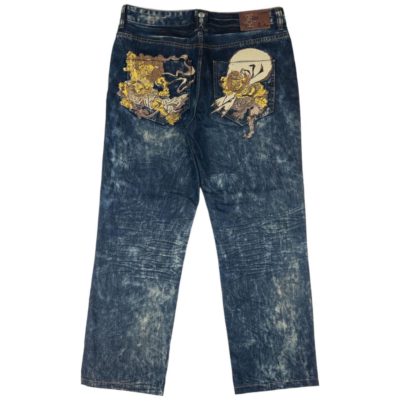 Vintage Big Train Japanese Embroidered Denim Jeans Size W36