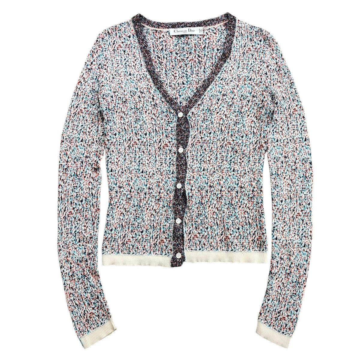 Dior 🇮🇹Christian Dior Paris Abstract Multicolor Cardigan Luxury Size S / US 4 / IT 40 - 1 Thumbnail