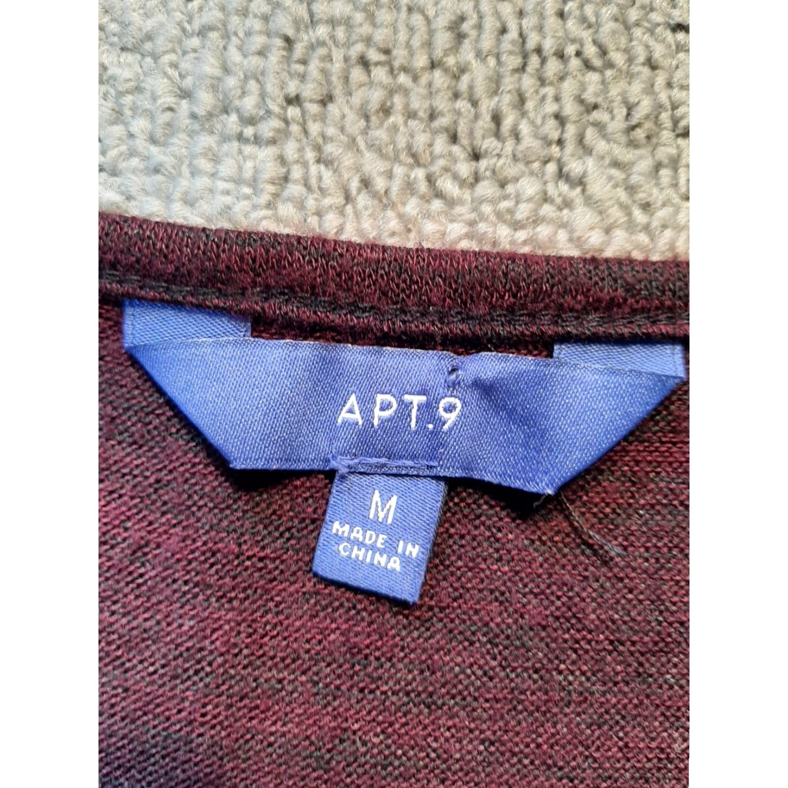 Apt. 9 Apt 9 Womens M Long Sleeve Blouse Tunic Colorful Red Black Maroon Solid Casual All Seasons Size M / US 6-8 / IT 42-44 - 4 Thumbnail