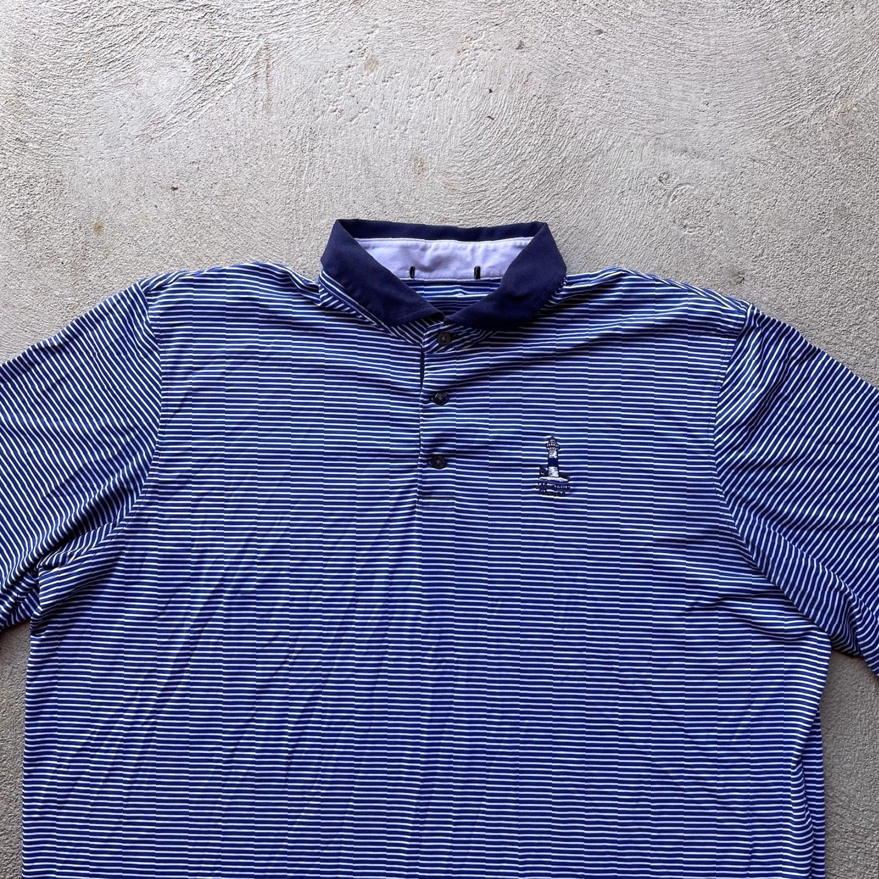 Vintage Greyson Polo Shirt 2XL Mens Blue Striped Short Sleeve Casual Golf Wolf Classic Sports Size US XXL / EU 58 / 5 - 2 Thumbnail