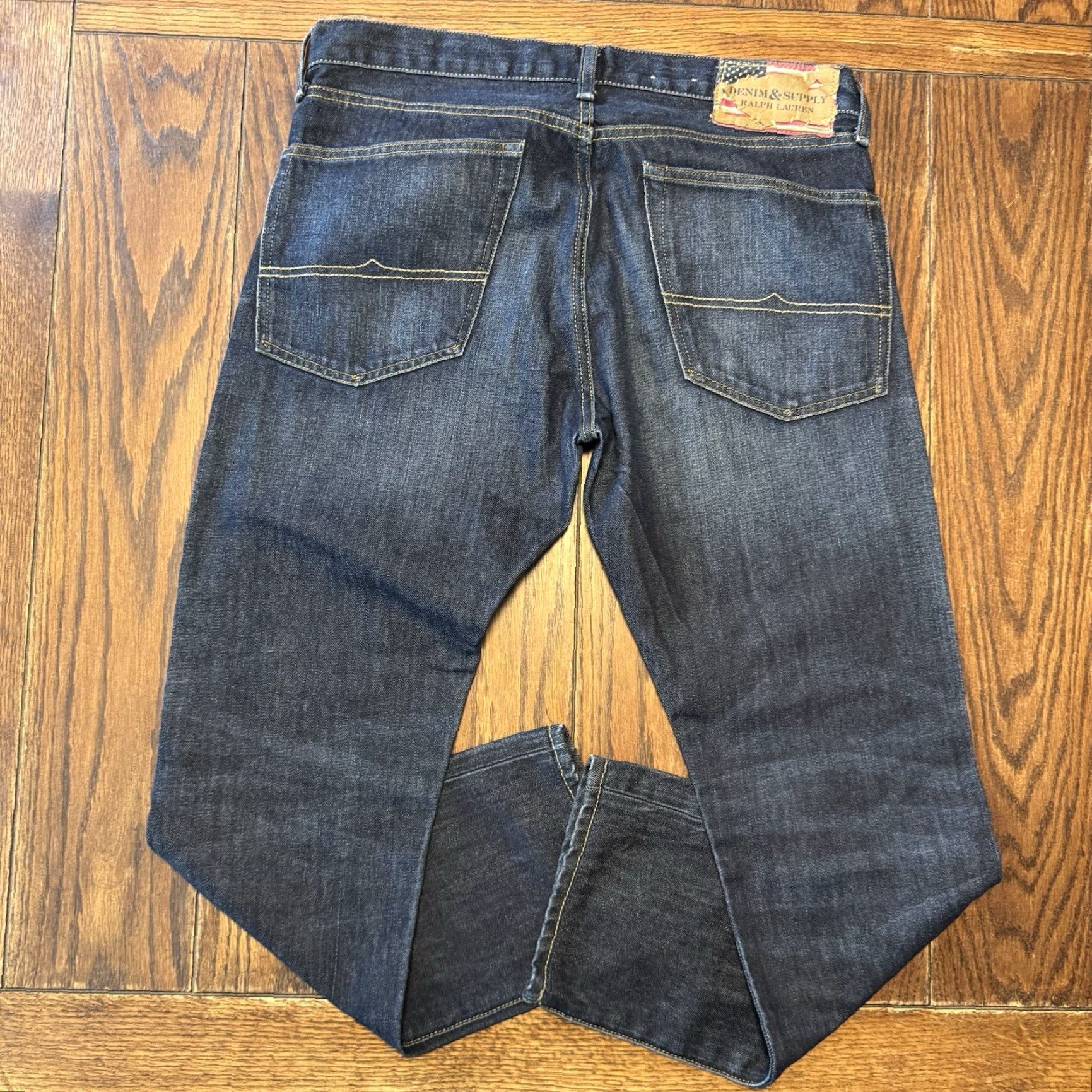 Ralph Lauren Ralph Lauren Denim & Supply Jeans Slim 34x34 Mens Dark Wash Blue Flag USA Size US 35 - 7 Thumbnail