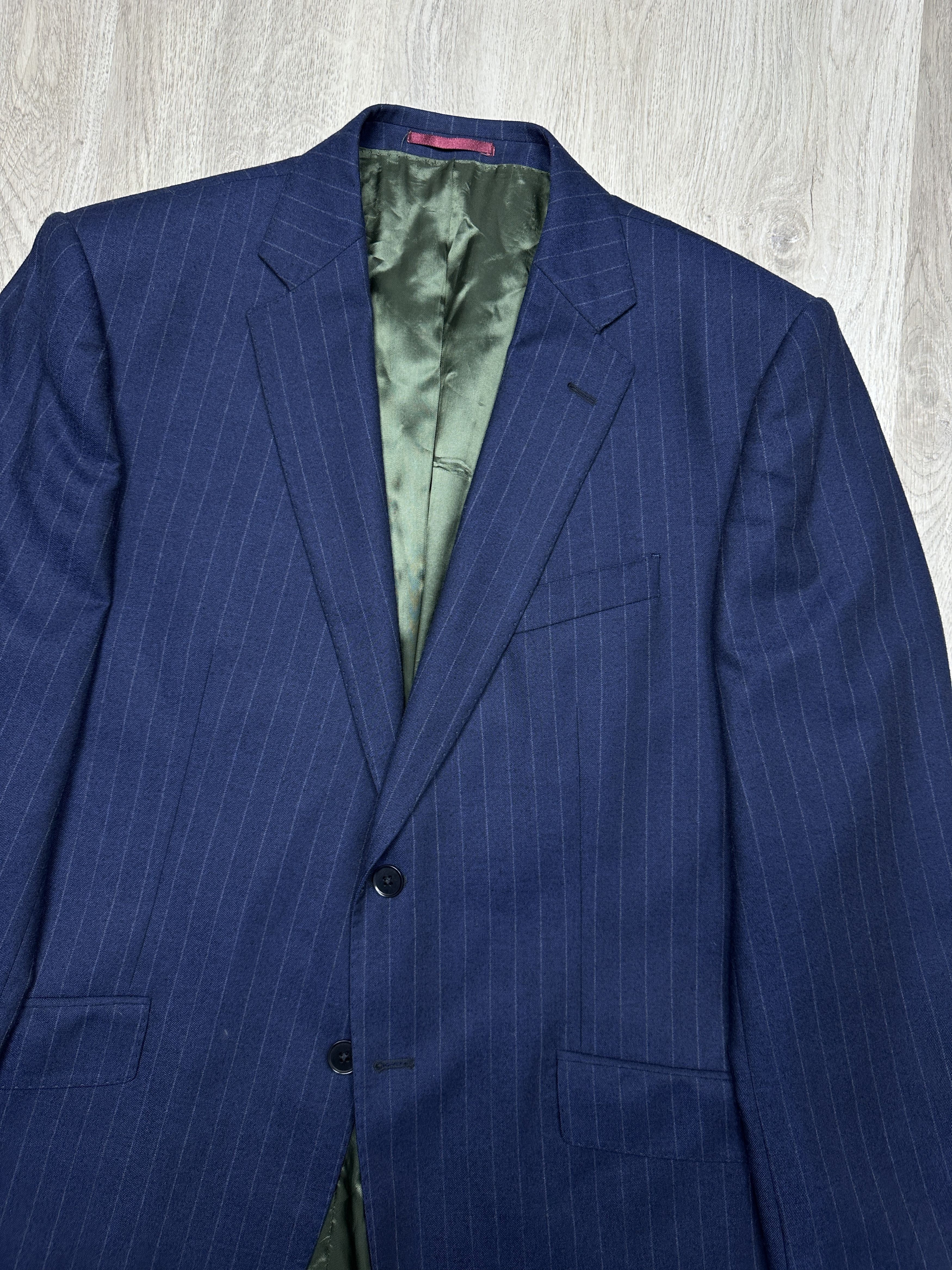 Charles Tyrwhitt Charles Tyrwhitt Mens Striped Wool Suit Blazer 44L Pants 40R Size 44L - 3 Thumbnail