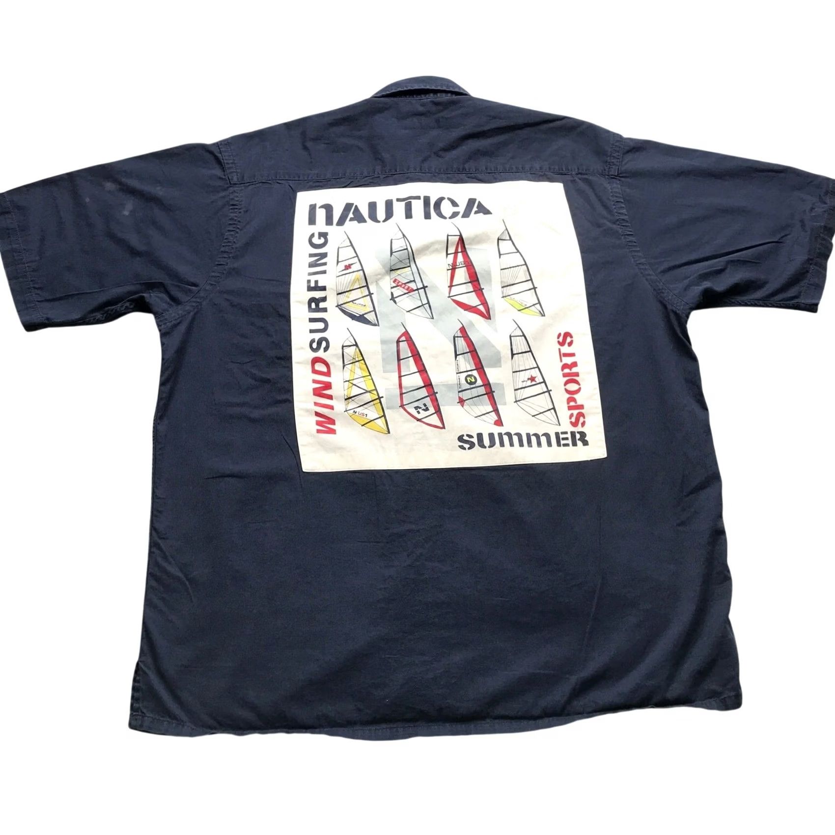 Nautica VINTAGE Nautica Button-Up Shirt Men Large L Navy Surf Wind Summer Casual Size US L / EU 52-54 / 3 - 2 Thumbnail