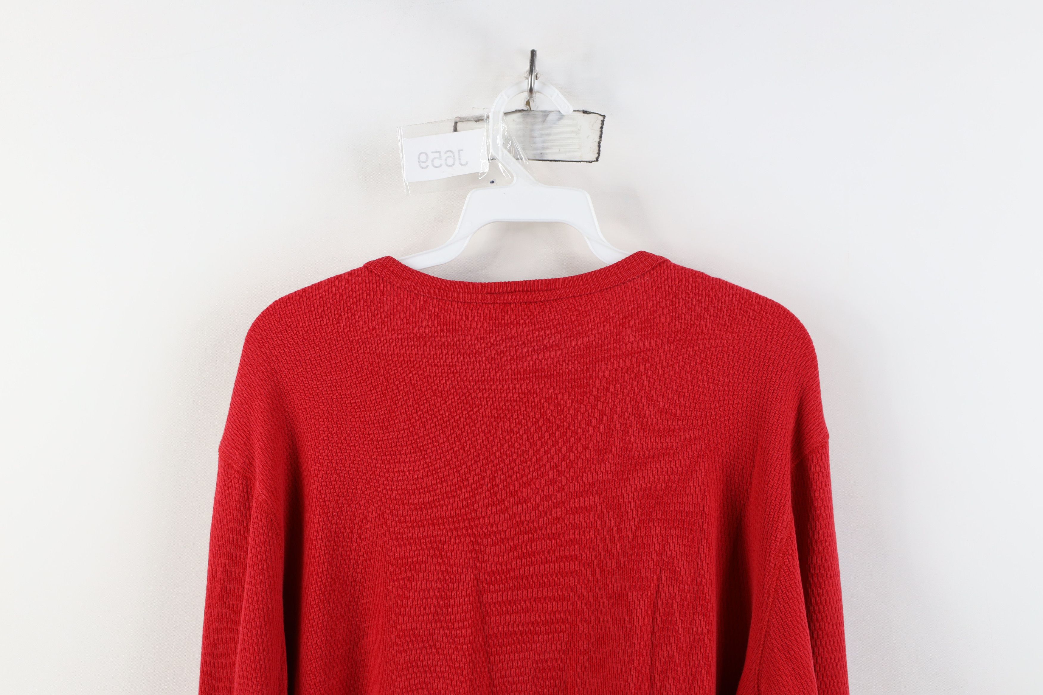Ralph Lauren Vtg 90s Ralph Lauren Waffle Knit Long Sleeve T-Shirt Red USA Size US L / EU 52-54 / 3 - 12 Thumbnail