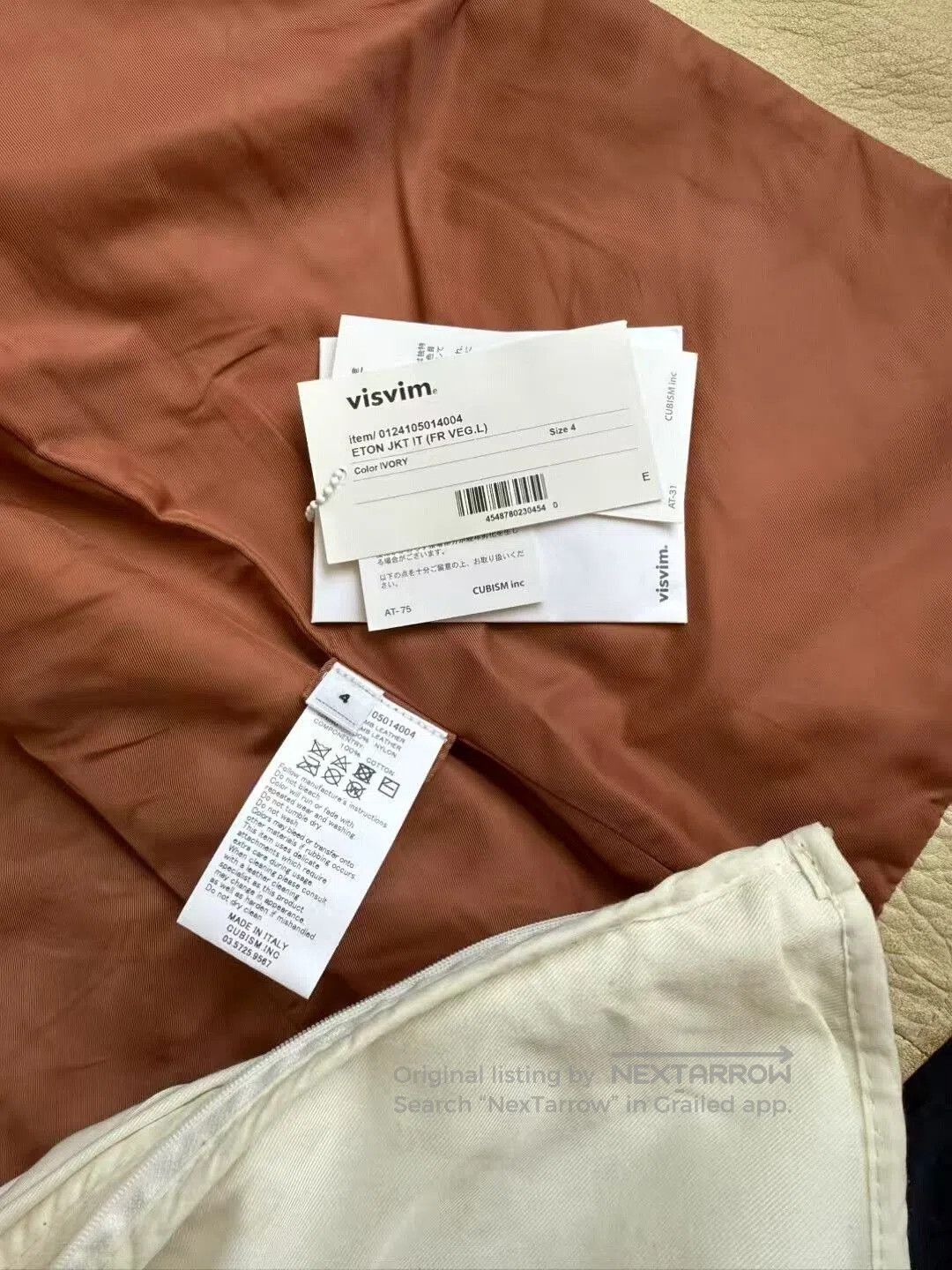 Visvim visvim eton jacket in distressed ivory leather. Size US L / EU 52-54 / 3 - 9 Thumbnail