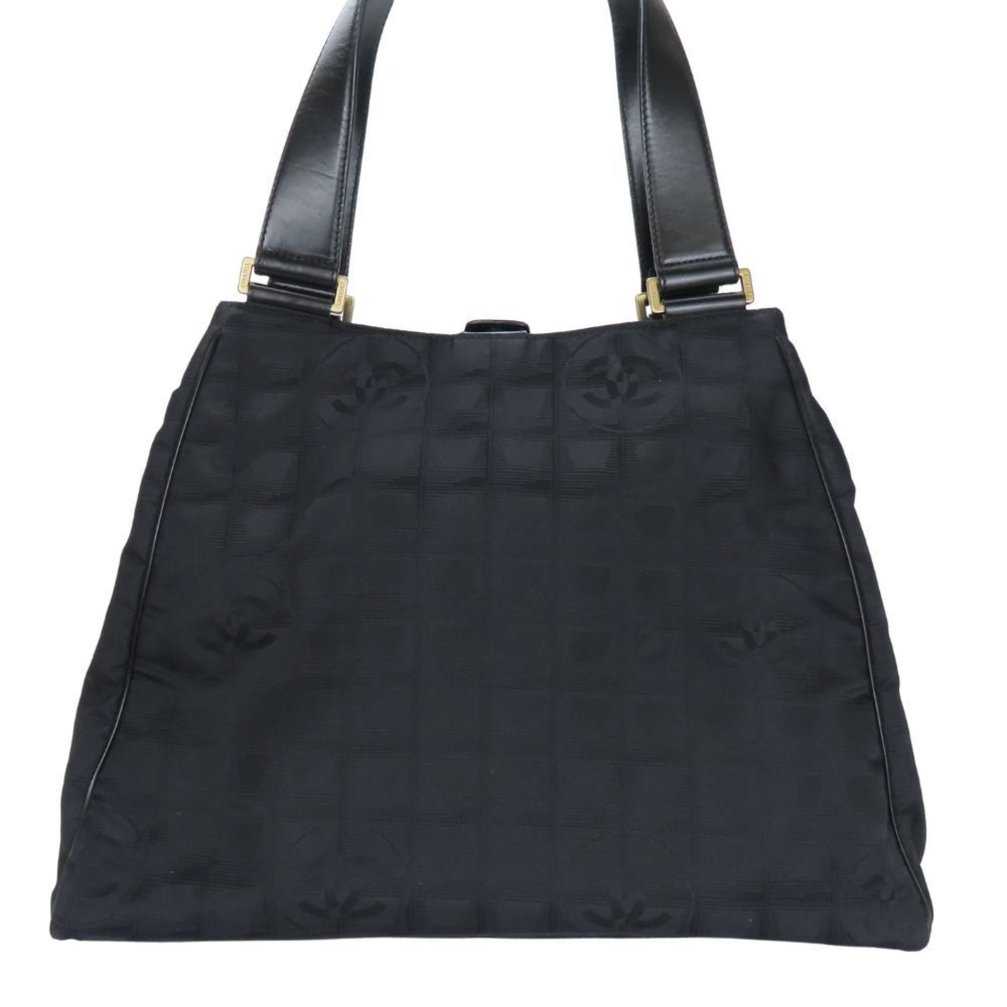 Chanel Tote Bag Jacquard Nylon Black Women's Chanel