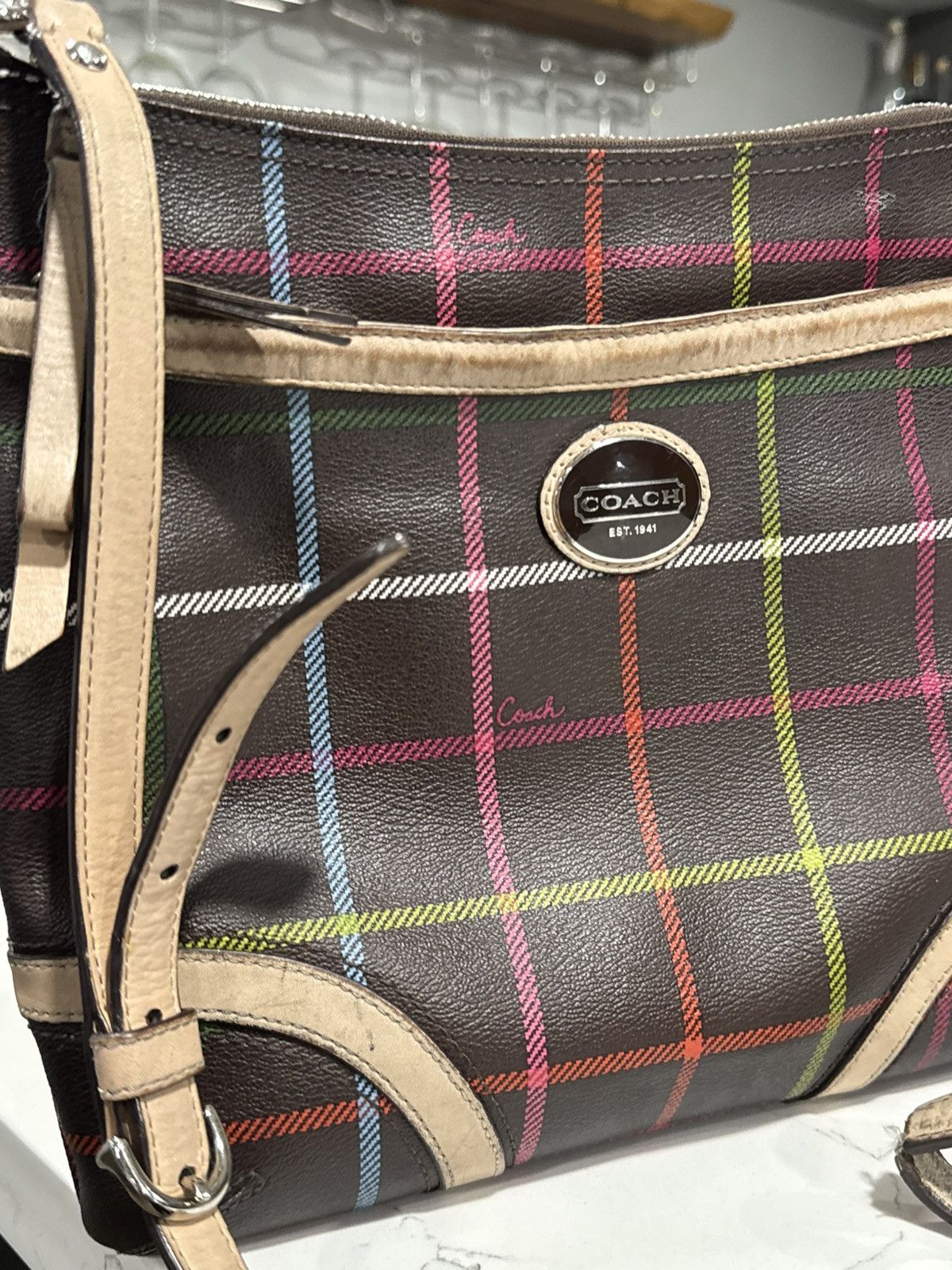 Coach Coach Peyton Tattersall Plaid Crossbody File Bag Size ONE SIZE - 3 Thumbnail