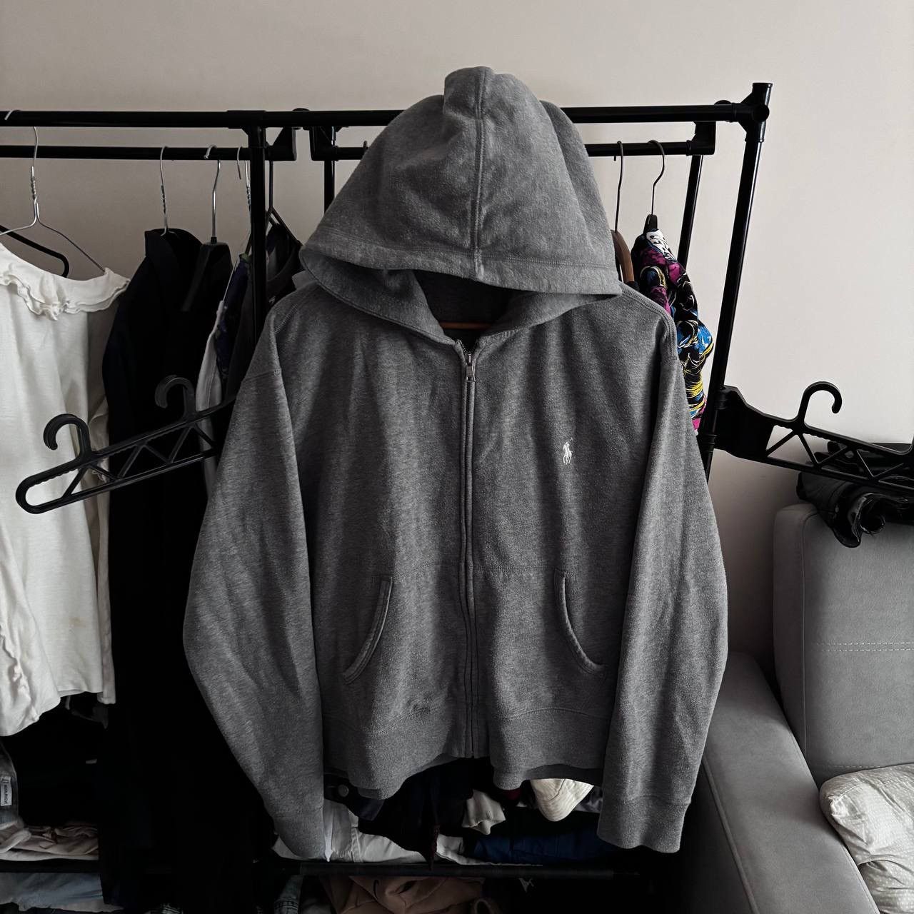 Vintage Vintage Polo Ralph Lauren Zip Hoodie Grey Punk ERD Size US XL / EU 56 / 4 - 1 Thumbnail