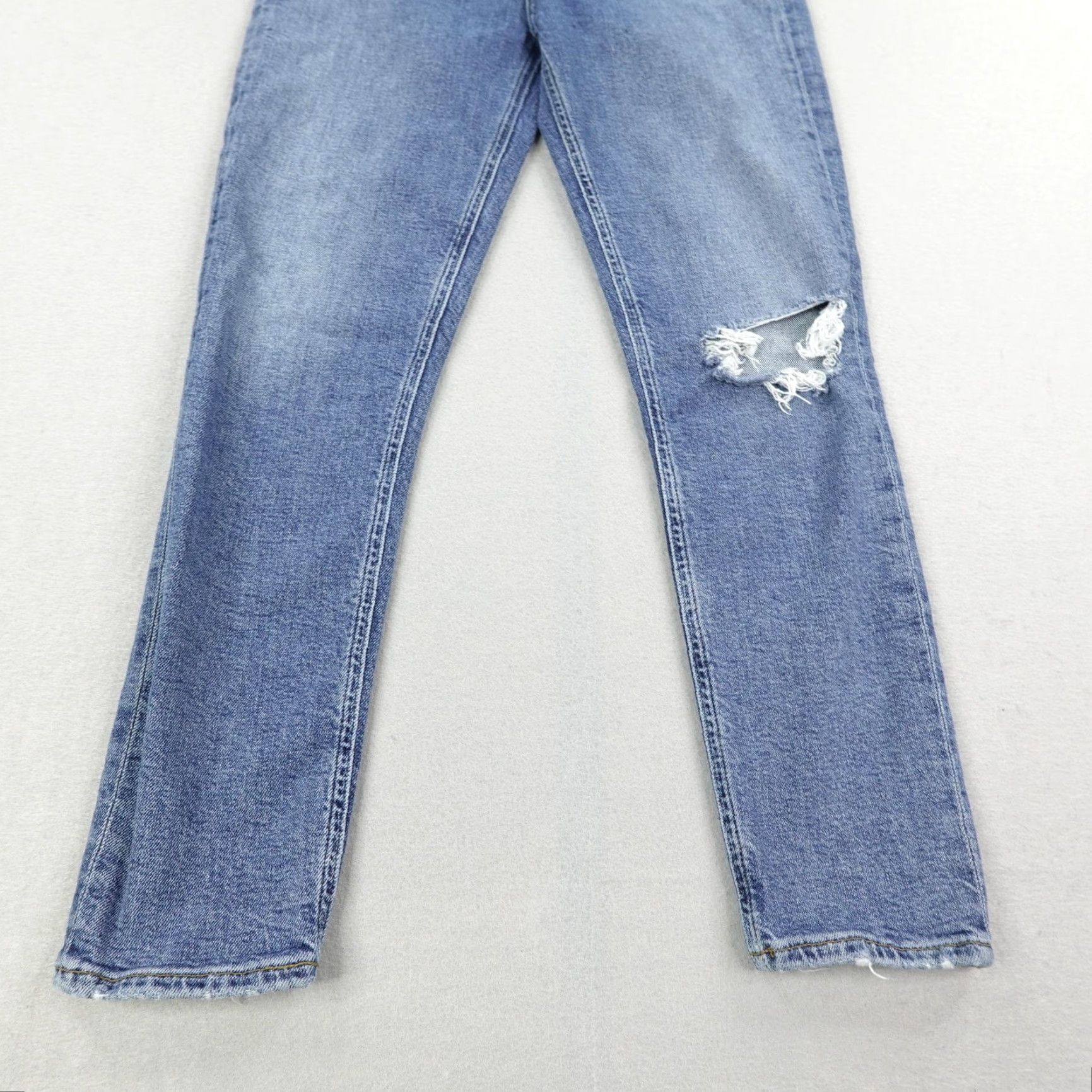 Agolde Agolde Jeans Womens 28 Blue Denim Nico Distressed High Rise Straight Button Fly Size 28" / US 6 / IT 42 - 3 Thumbnail