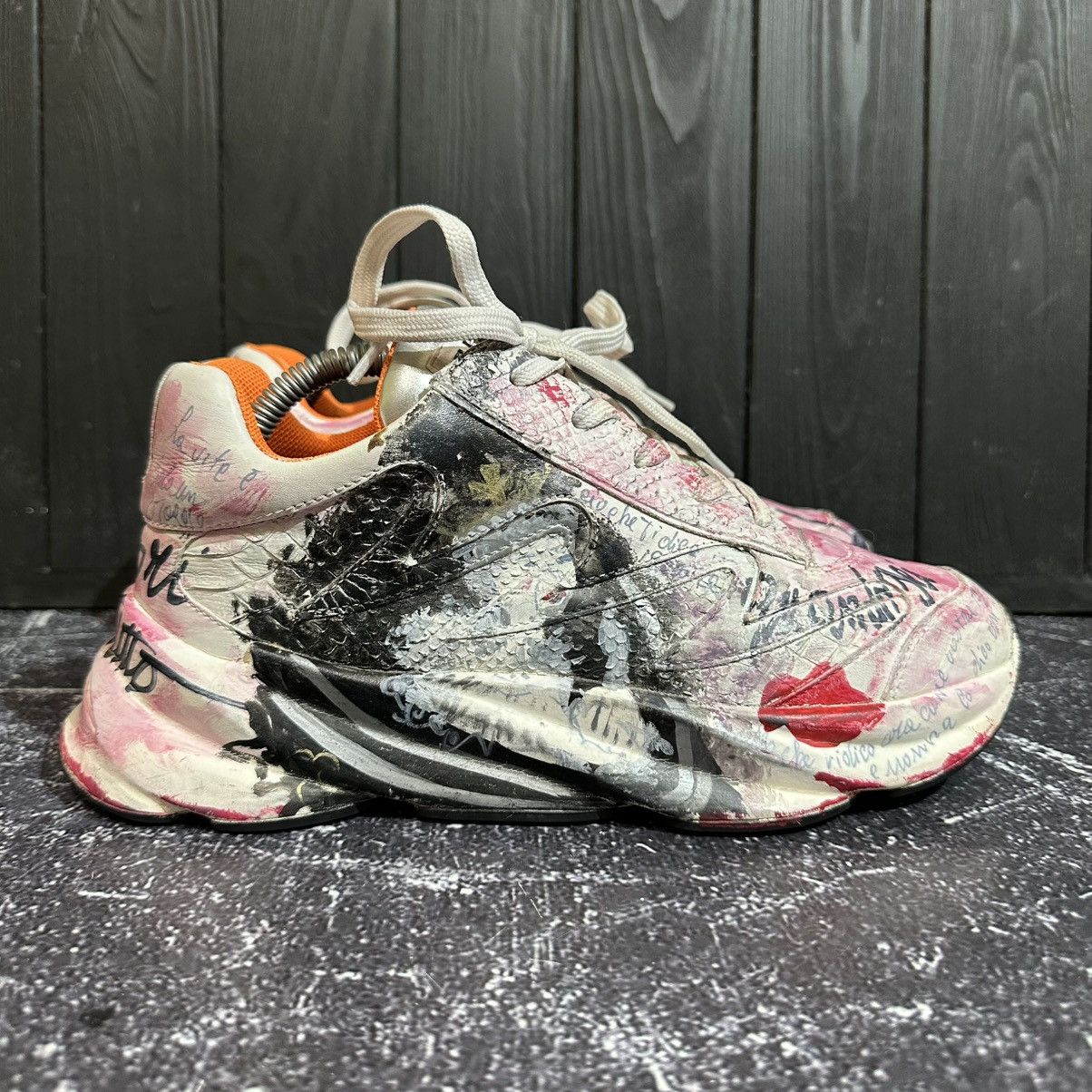 Other ELENA IACHI - Women’s Hand Paint Leather Sneakers Size 38/39 Size US 8 / IT 38 - 2 Thumbnail