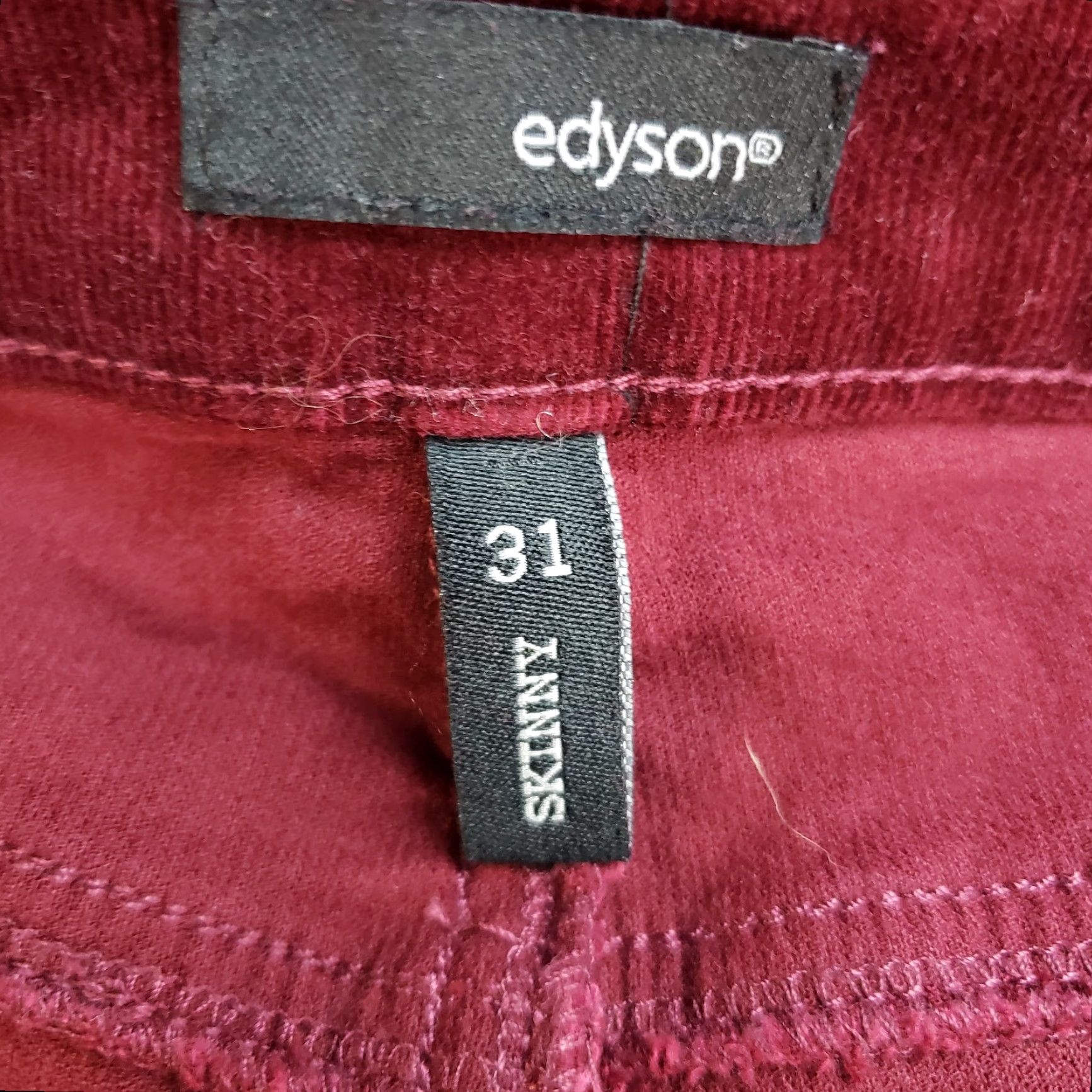 Vintage Edyson Womens Skinny Corduroy Pants Sz 31 Red Mid Rise Cotton Blend Pant Womens Size 24" / US 00 / IT 34 - 6 Thumbnail