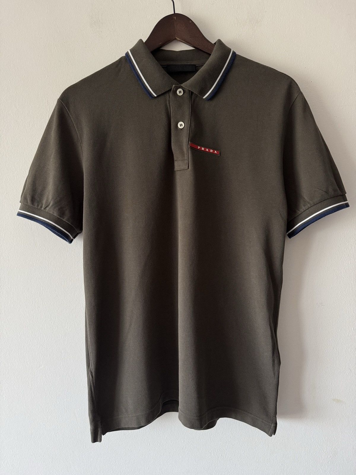 Prada 🔥🔥 Prada Red Tab Brown Cotton Polo Shirt Size US L / EU 52-54 / 3 - 1 Thumbnail