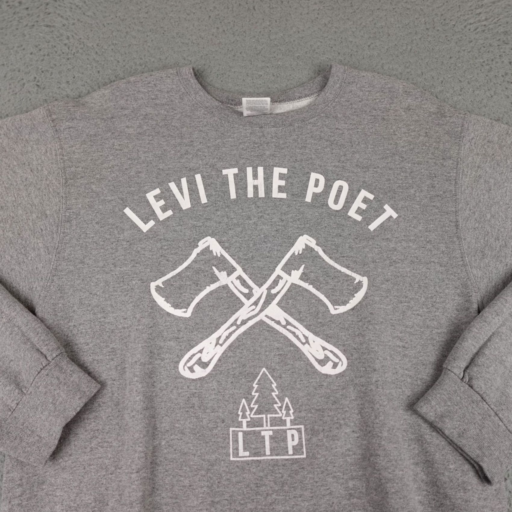 Jerzees JERZEES Levi The Poet Sweater Mens Medium Gray Crewneck Hip Hop Spoken Word Size US M / EU 48-50 / 2 - 3 Thumbnail