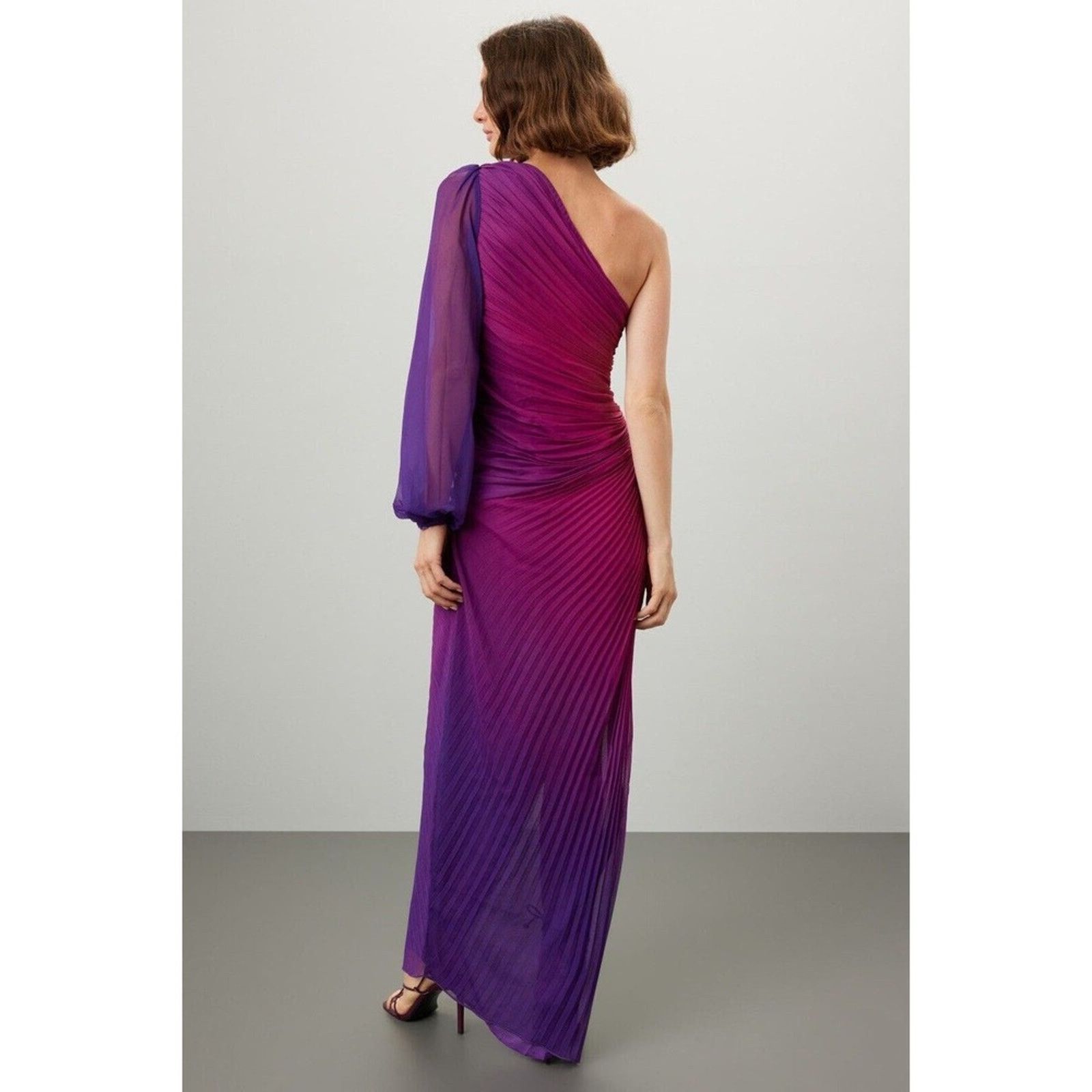 Rococo Sand ROCOCO SAND One Shoulder Purple Pleated Ombré Dress XS Size XS / US 0-2 / IT 36-38 - 2 Thumbnail