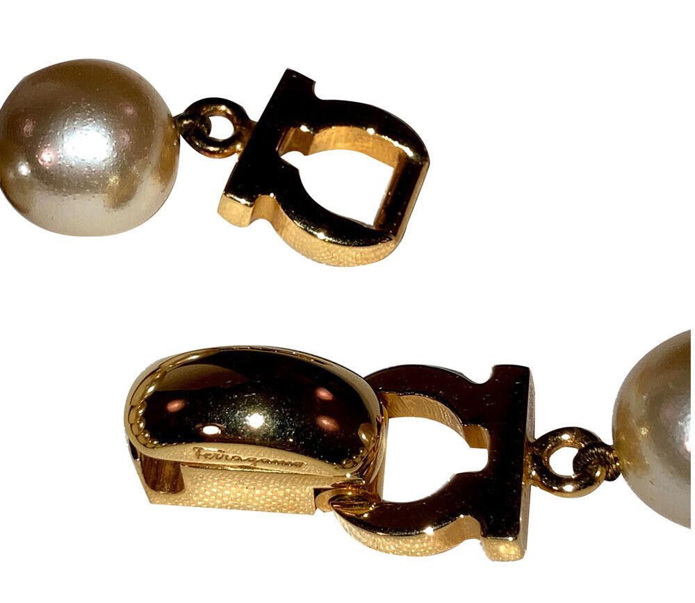 Salvatore Ferragamo Salvatore Ferragamo Simulated Pearl Bead Necklace Gold Tone Size ONE SIZE - 5 Thumbnail