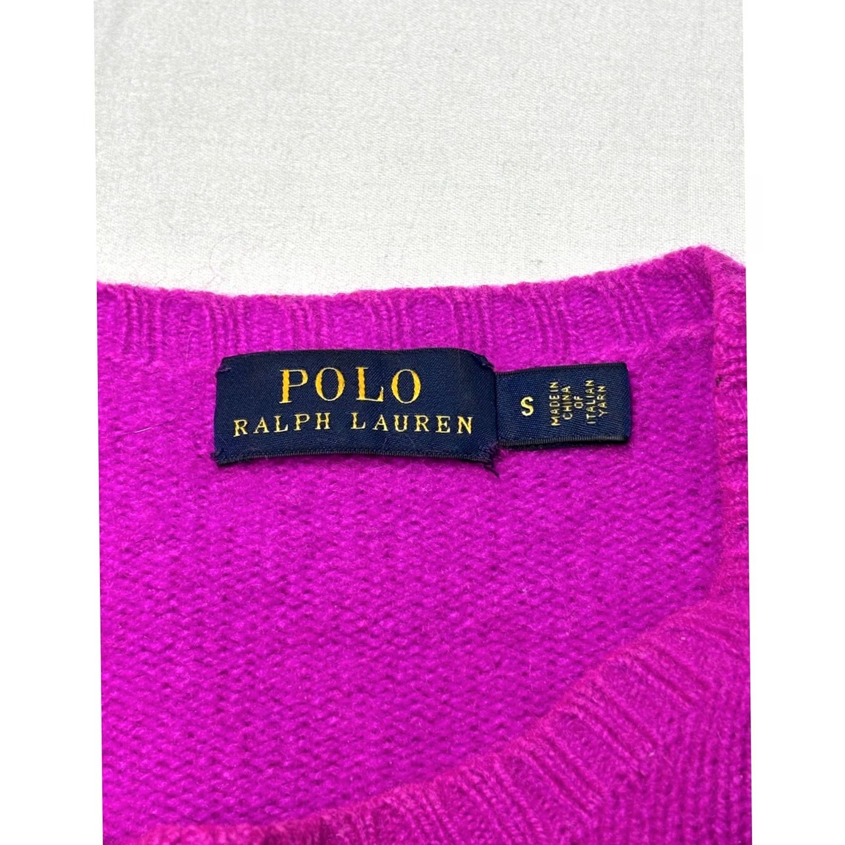 Polo Ralph Lauren Polo Ralph Lauren Sweater Womens S Pink Magenta Wool Cashmere Crewneck Size S / US 4 / IT 40 - 2 Thumbnail
