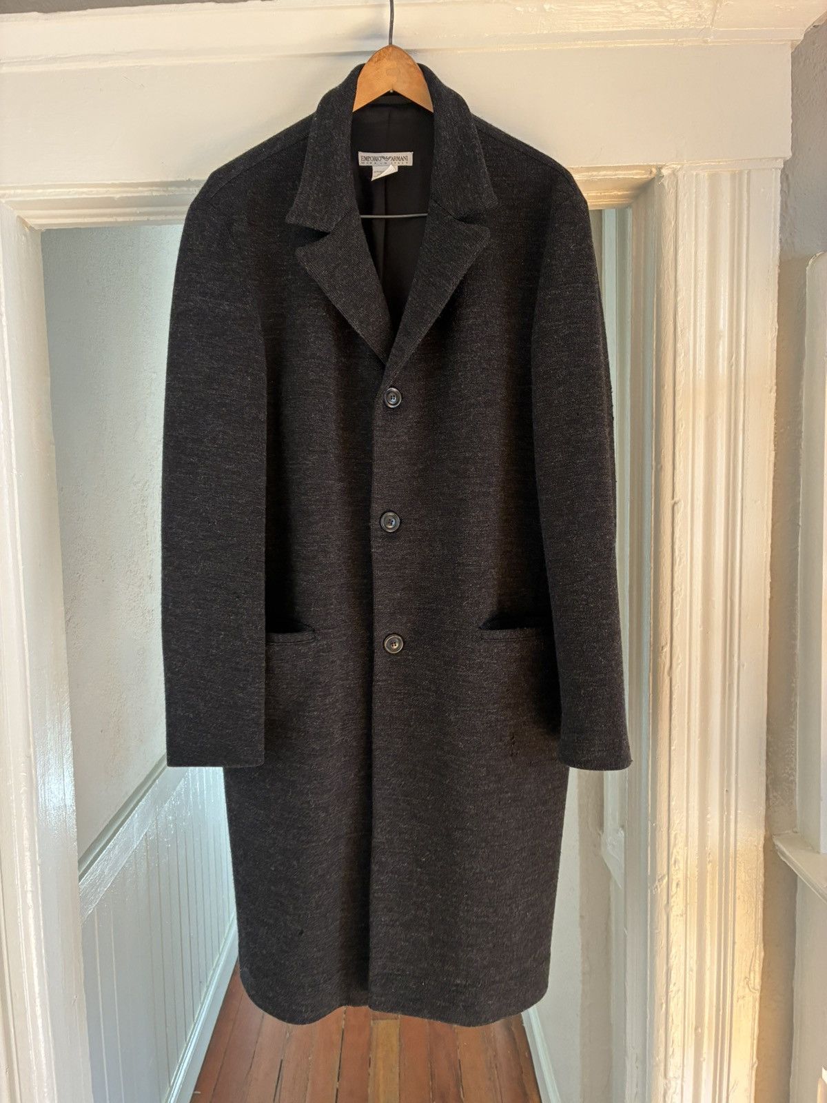 Emporio Armani 90s Emporio Armani Wool/Jersey Coat Size US L / EU 52-54 / 3 - 1 Thumbnail