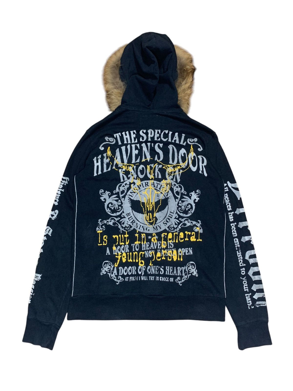 20471120 2000s LastSurvivor FREEDOM indian skull poem fur punk hoodie Size US M / EU 48-50 / 2 - 2 Thumbnail