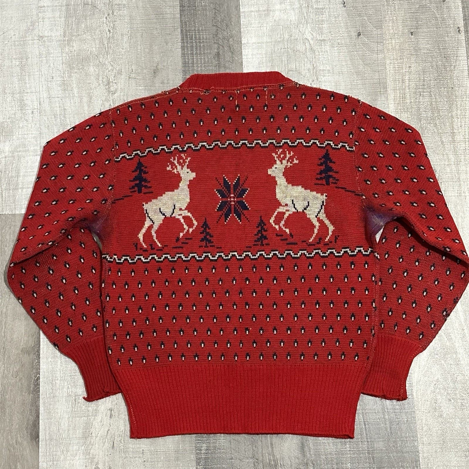 Vintage Archer Rare Vintage 1940s Wool Novelty Sweater Blue Reindeer Size S / US 4 / IT 40 - 5 Thumbnail