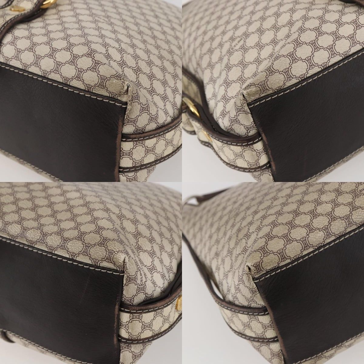 Celine CELINE Macadam Canvas Shoulder Bag Pvc Leather White Gold Size ONE SIZE - 10 Thumbnail
