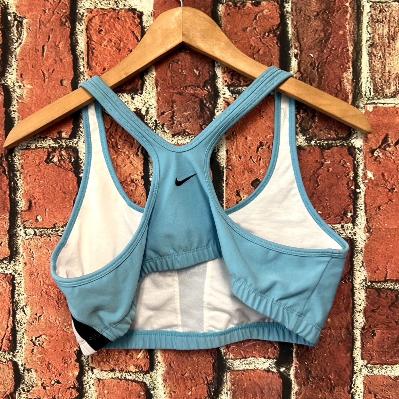 Nike Nike Womens Sports Bra L Racerback Blue Swoosh Size ONE SIZE - 3 Thumbnail