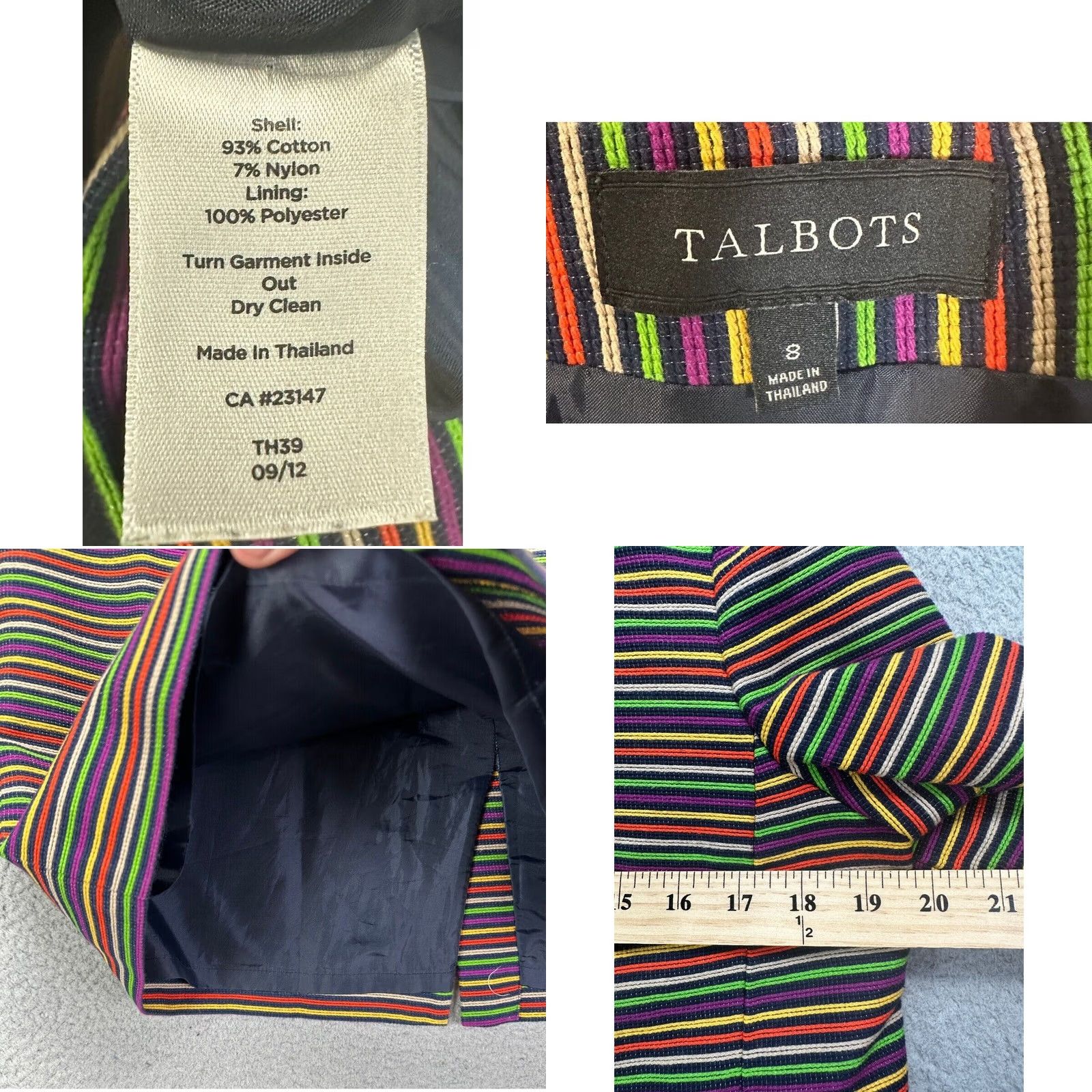 Talbots Talbots Skirt Suit Womens 8 Multi Striped Button Front Pencil Straight Jacket Set 2 Piece Notch Lapel VINTAGE? Size 30" / US 8 / IT 44 - 8 Thumbnail