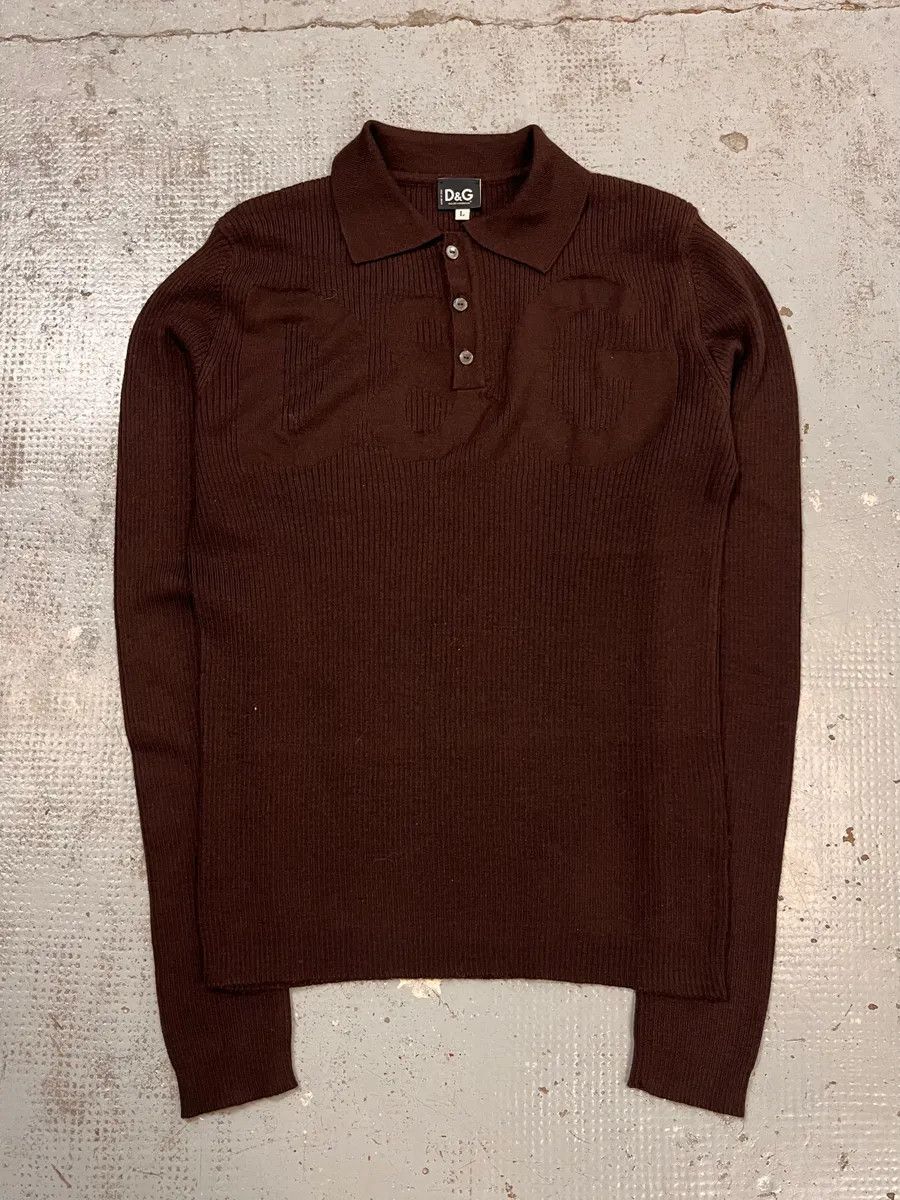Dolce & Gabbana 2000s Dolce & Gabbana Brown Wool Polo Longsleeves Size US M / EU 48-50 / 2 - 1 Thumbnail