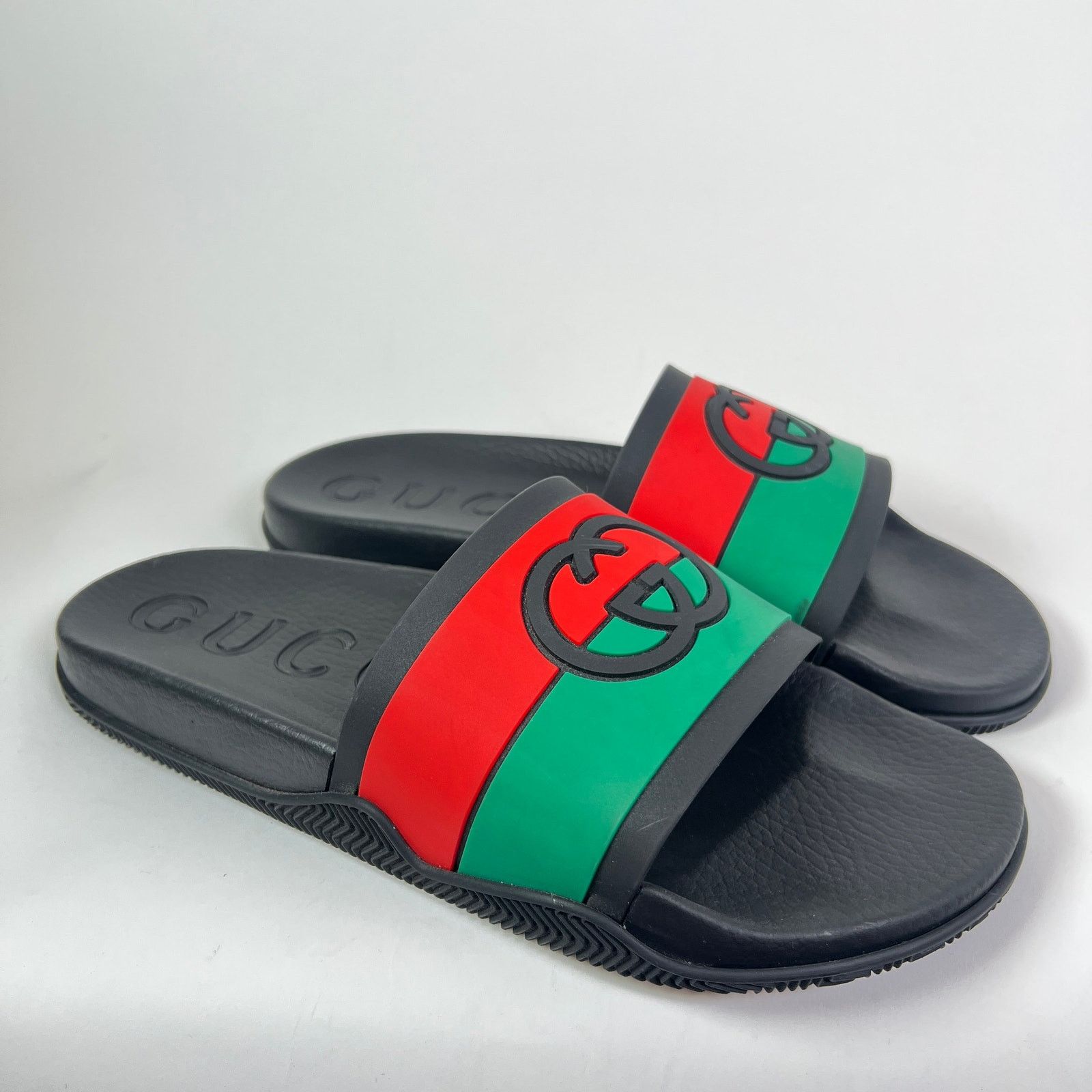 Gucci Gucci Tricolor Web Interlocking G Pool Slides Size US 12 / EU 45 - 6 Thumbnail
