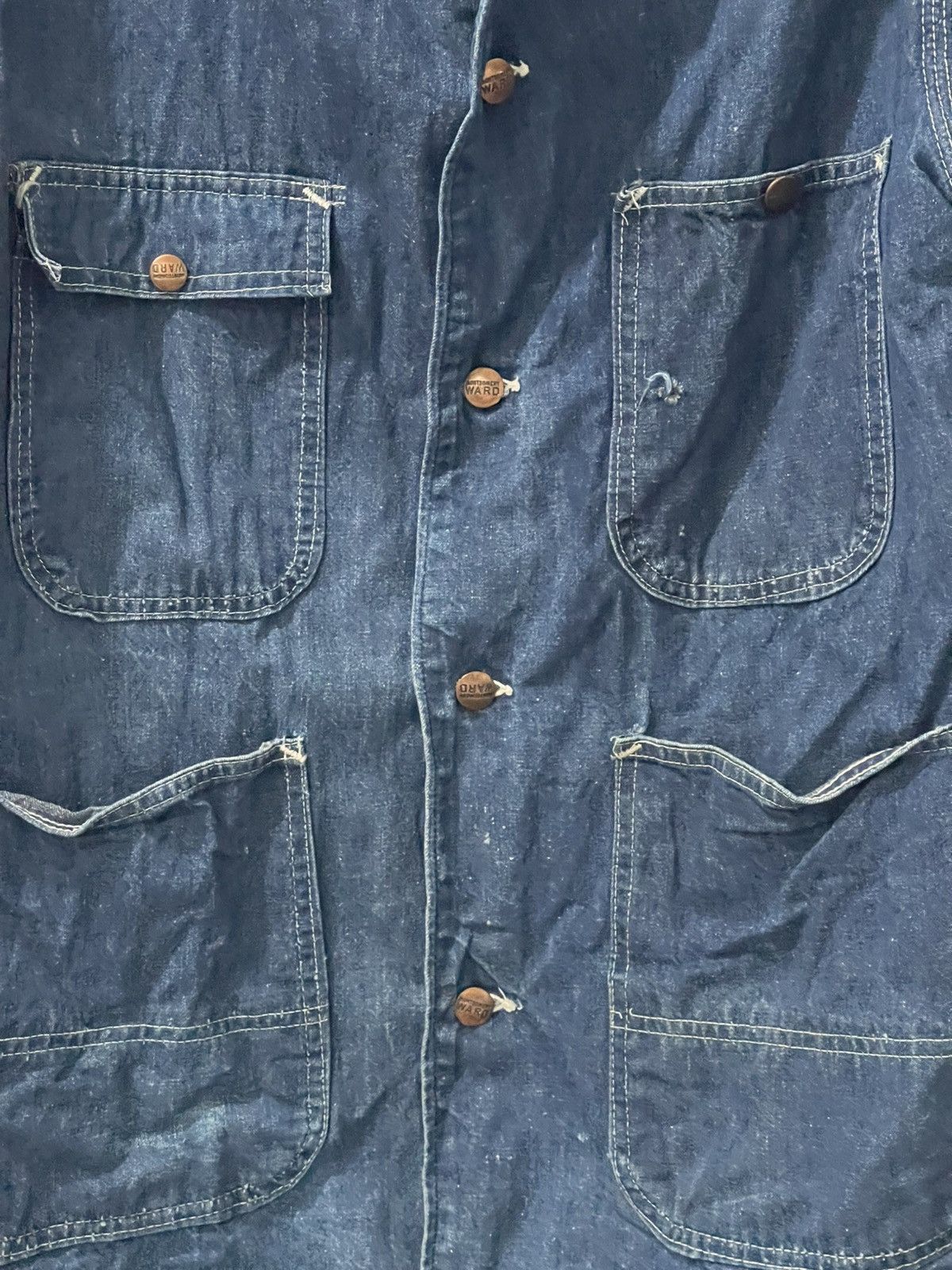Designer × Vintage Vintage Montgomery Ward Denim Blanket Lined Worker Jacket Size US L / EU 52-54 / 3 - 2 Thumbnail