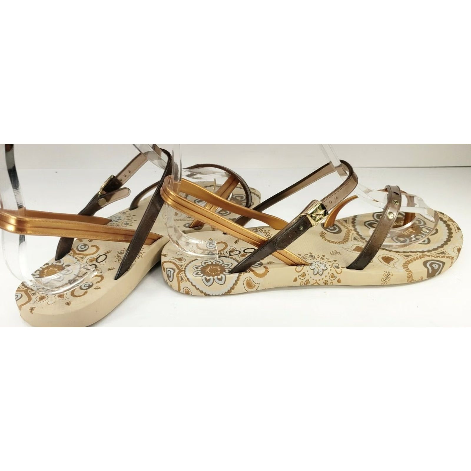 Aldo Aldo Sandals Women 8 Gladiator Flat Strappy Brown Rhinestones Buckle Slip Resistant Cushioned Footbed Size US 8 / IT 38 - 3 Thumbnail