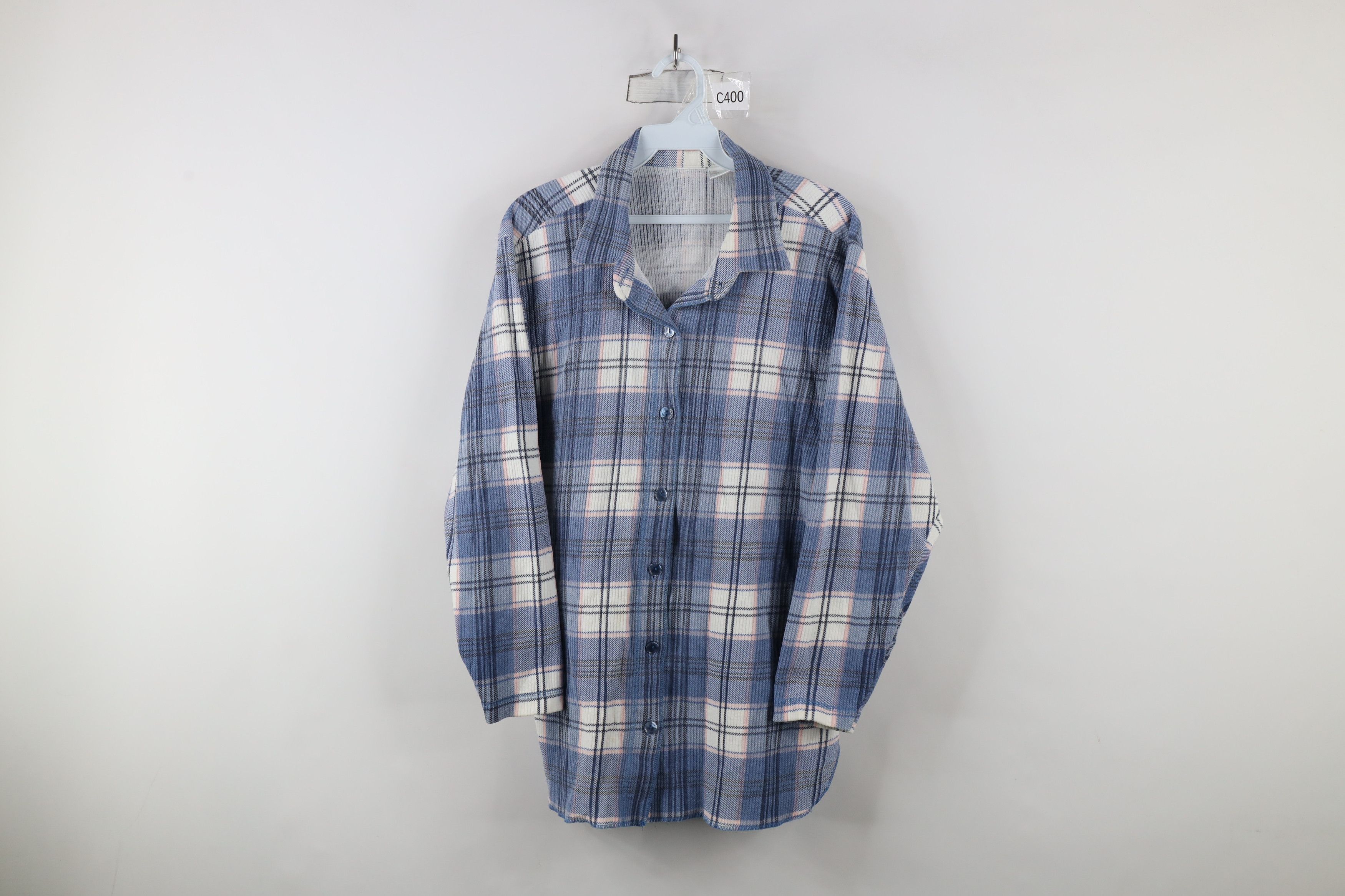 Vintage Vintage 90s Streetwear Knit Flannel Collared Button Shirt Size L / US 10 / IT 46 - 1 Thumbnail