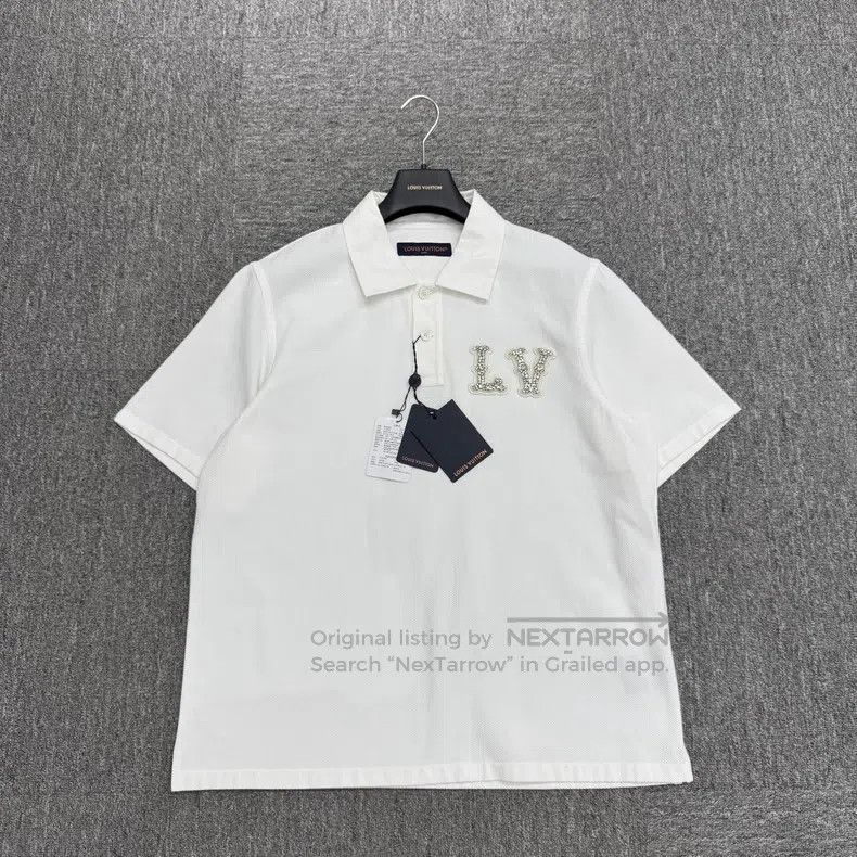 Louis Vuitton Louis Vuitton Rhinestone Letter Polo Shirt Size US XL / EU 56 / 4 - 1 Thumbnail