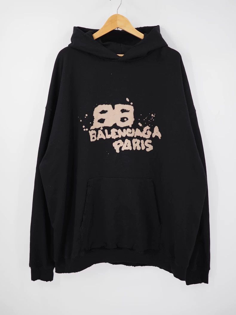 Balenciaga Balenciaga Black Splash Logo Hoodie Size US XS / EU 42 / 0 - 3 Thumbnail
