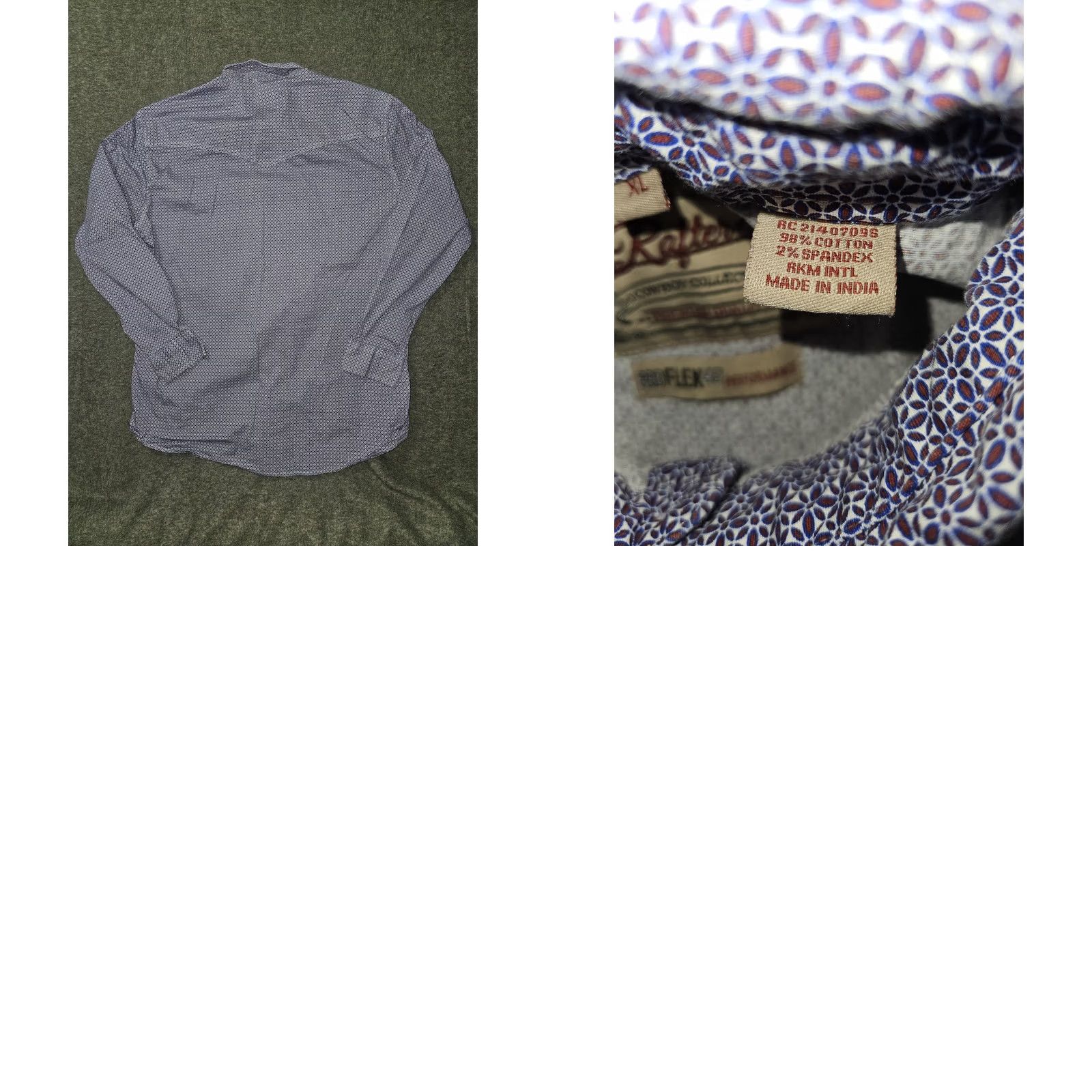 Vintage Rafter C Shirt Mens XL Blue Geometric Western Pearl Snap Stretch Long Sleeve Size US XL / EU 56 / 4 - 8 Thumbnail