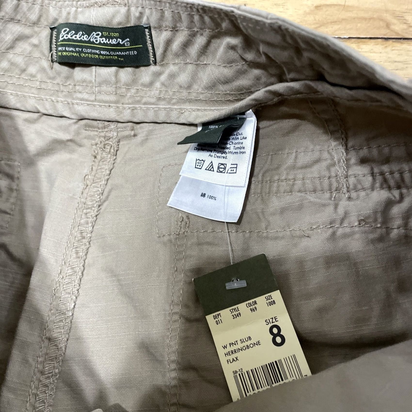 Eddie Bauer VINTAGE Eddie Bauer Cargo Pants Women 8 Straight Khaki Sub Herringbone Flax 3349 NEW Size 30" / US 8 / IT 44 - 7 Thumbnail
