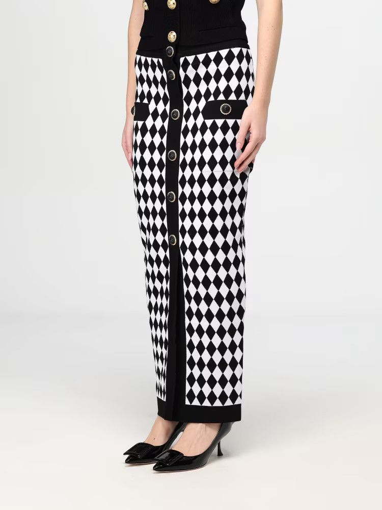 Balmain o1s1wg110725 Midi Skirt in Black/White Size 30" / US 8 / IT 44 - 4 Thumbnail