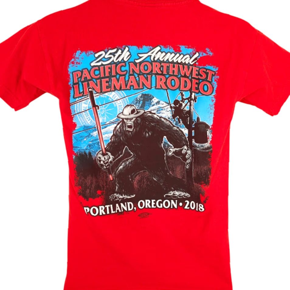 Vintage Bayside T Shirt Mens Small Red 2018 Sasquatch Pacific Northwest Lineman Rodeo USA Size US S / EU 44-46 / 1 - 4 Thumbnail