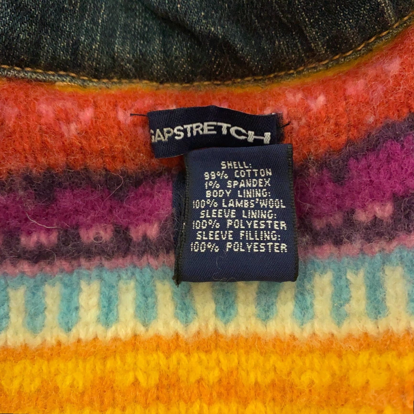 Gap Gap Denim Jacket Blue XS Womens Trucker Wool Knit Lining Fair Isle Stretch Size XS / US 0-2 / IT 36-38 - 5 Thumbnail