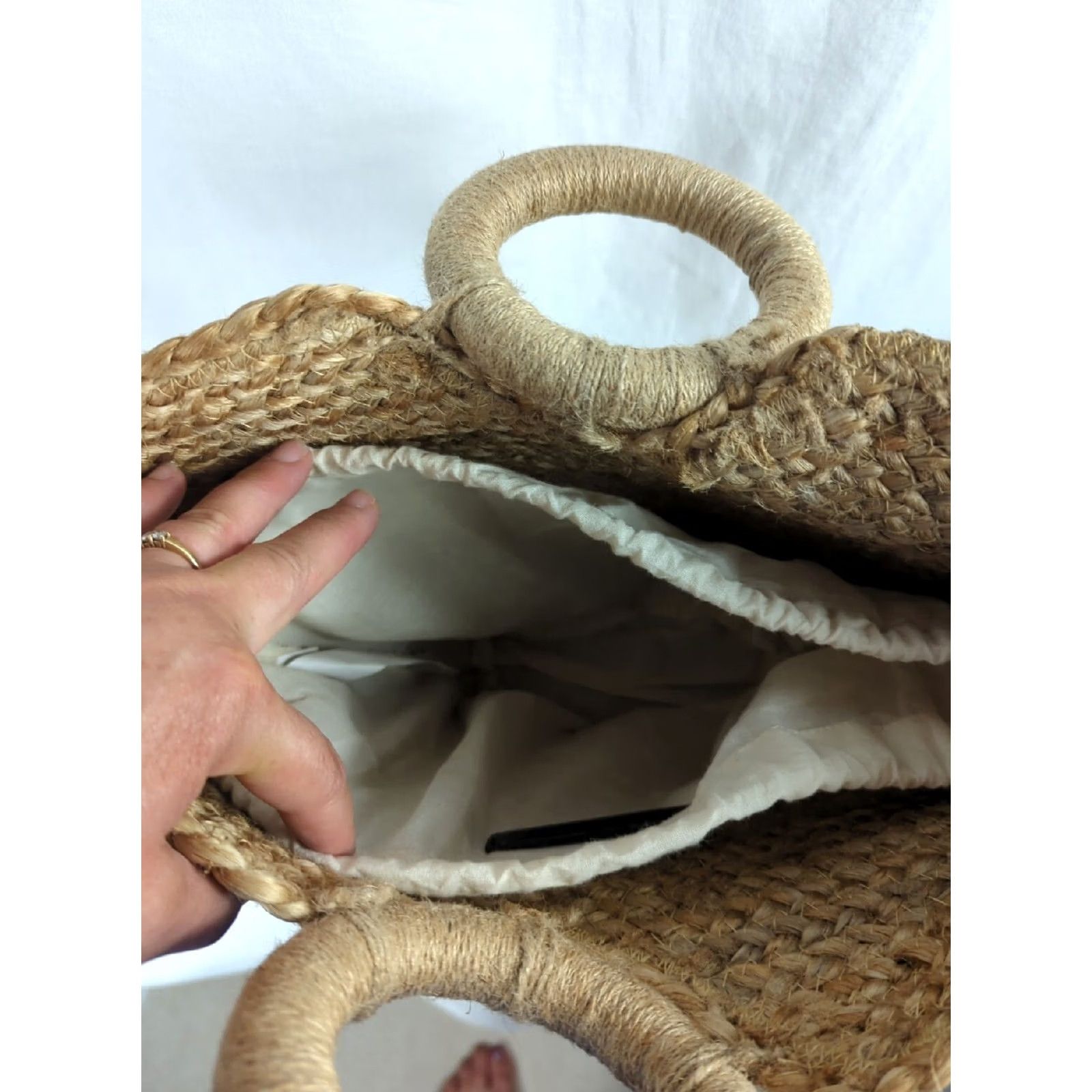 Zara Zara JUTE TOTE BAG Beach Summer Lined boho tote Medium Size ONE SIZE - 4 Thumbnail