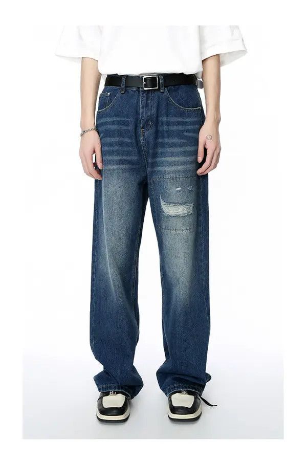 Japanese Brand Mibuki x Miki Vintage patch ripped loose straight jeans Size US 32 / EU 48 - 7 Thumbnail