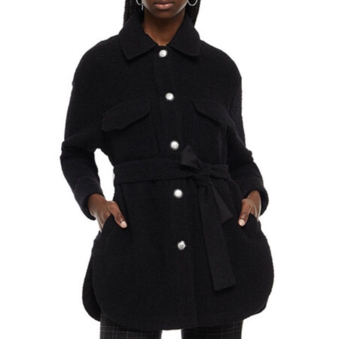 Maje Maje Gavinola Belted Boucle Coat Shacket Size XS / US 0-2 / IT 36-38 - 1 Thumbnail
