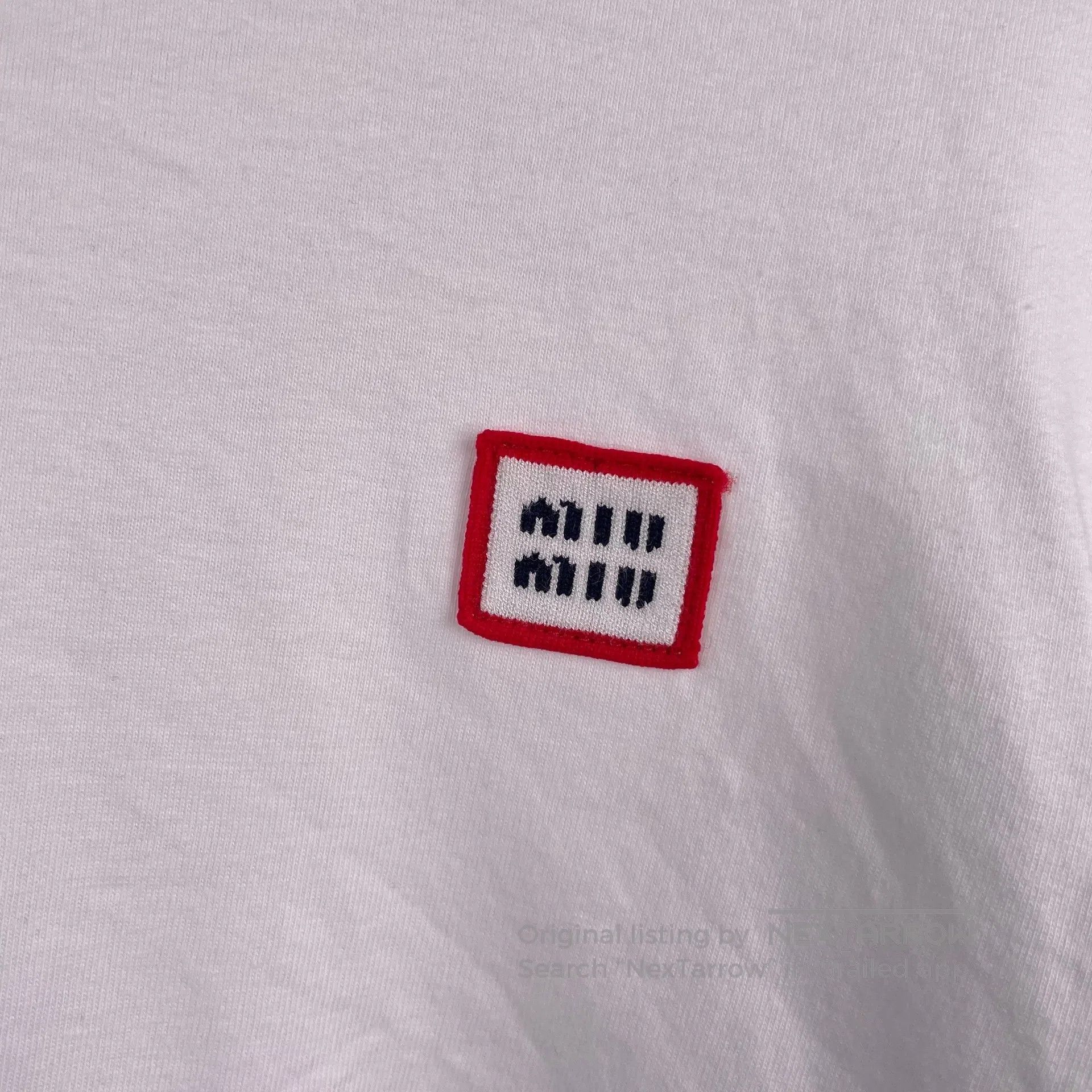 Miu Miu Miu Miu Round Neck Letter Embroidered White Short Sleeve L Size M / US 6-8 / IT 42-44 - 3 Thumbnail